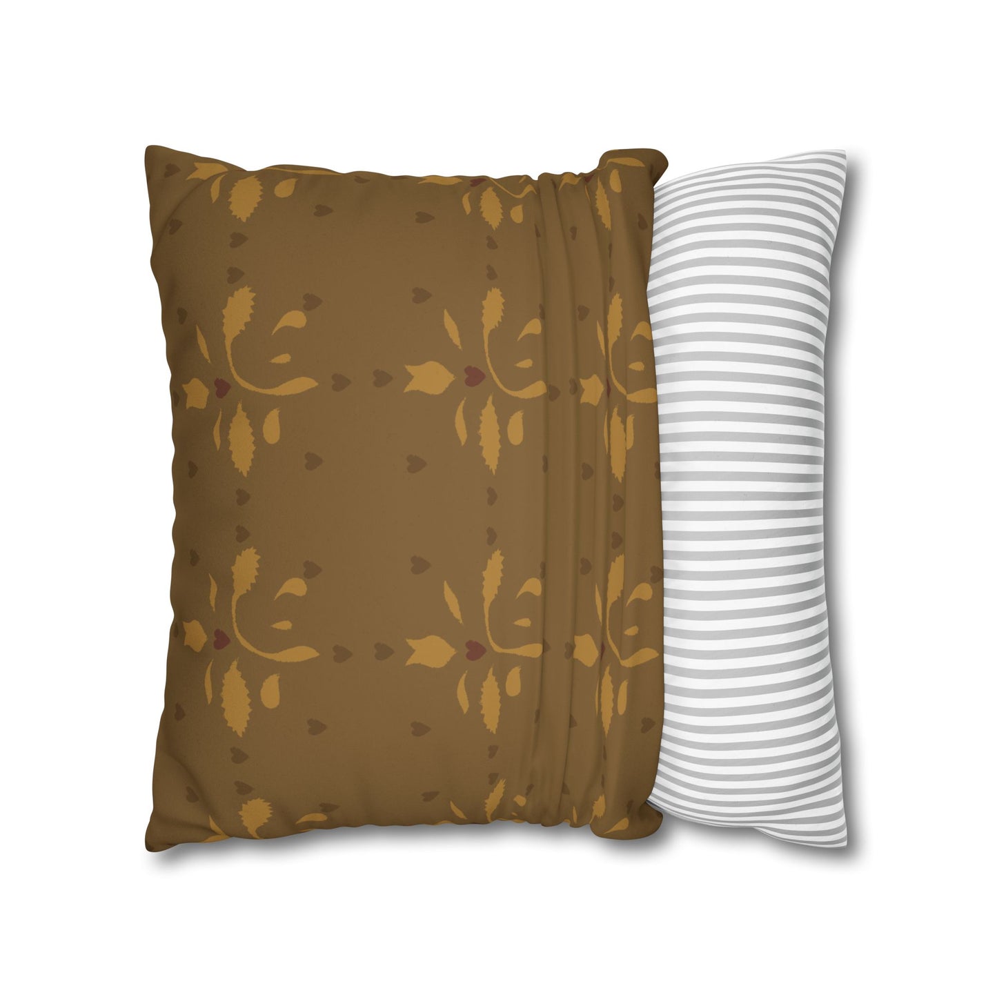 Leaves and Hearts Stencil Faux Suede Square Pillowcase