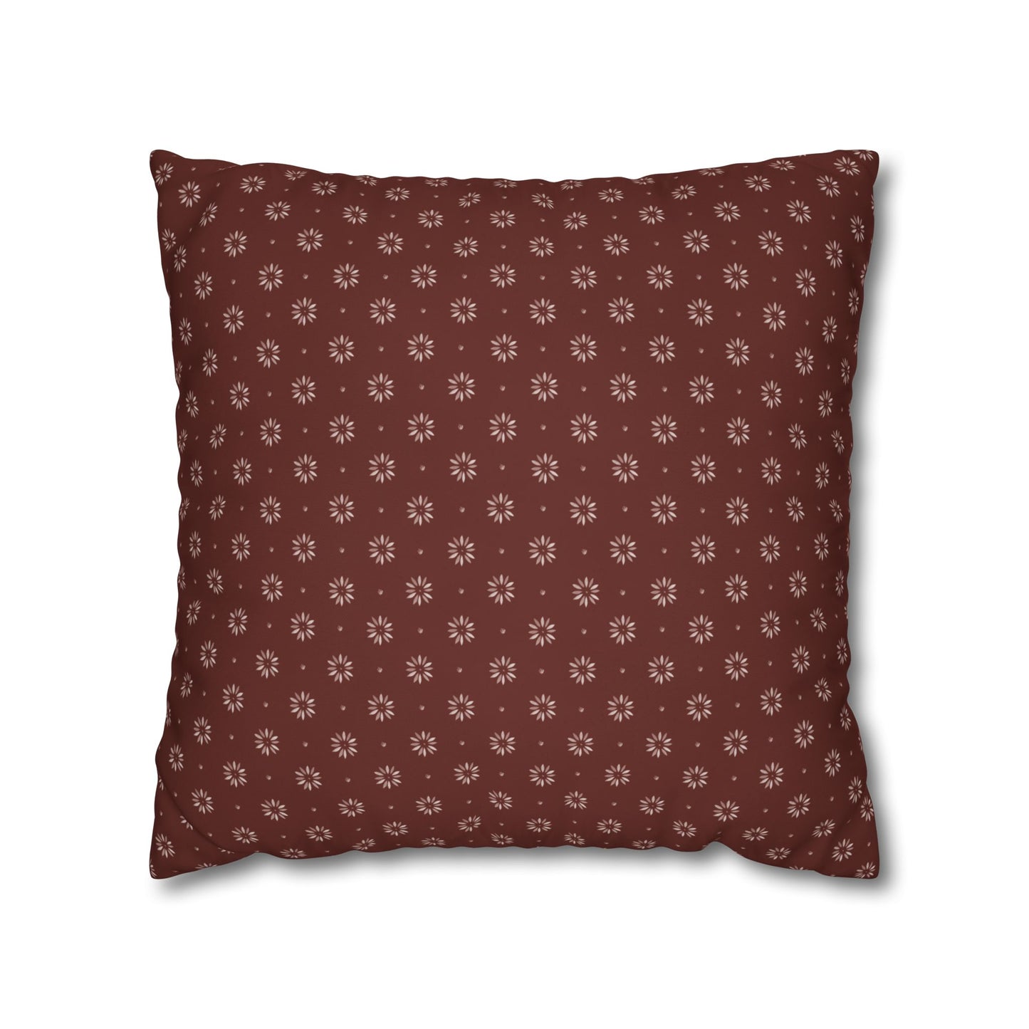 Petal Stencils on Red Square Poly Canvas Pillowcase