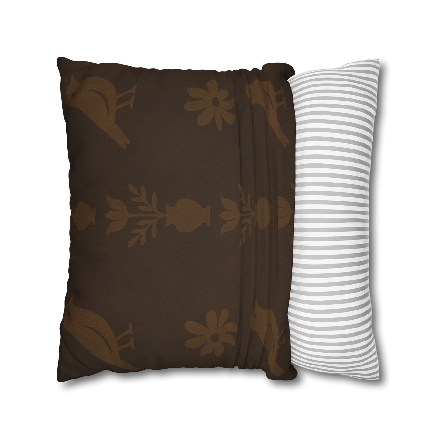 Cozy Bird-Patterned Poly Canvas Pillowcase, Decorative Throw Pillow Cover, Home Decor, Gift for Bird Lovers, Couch Cushion