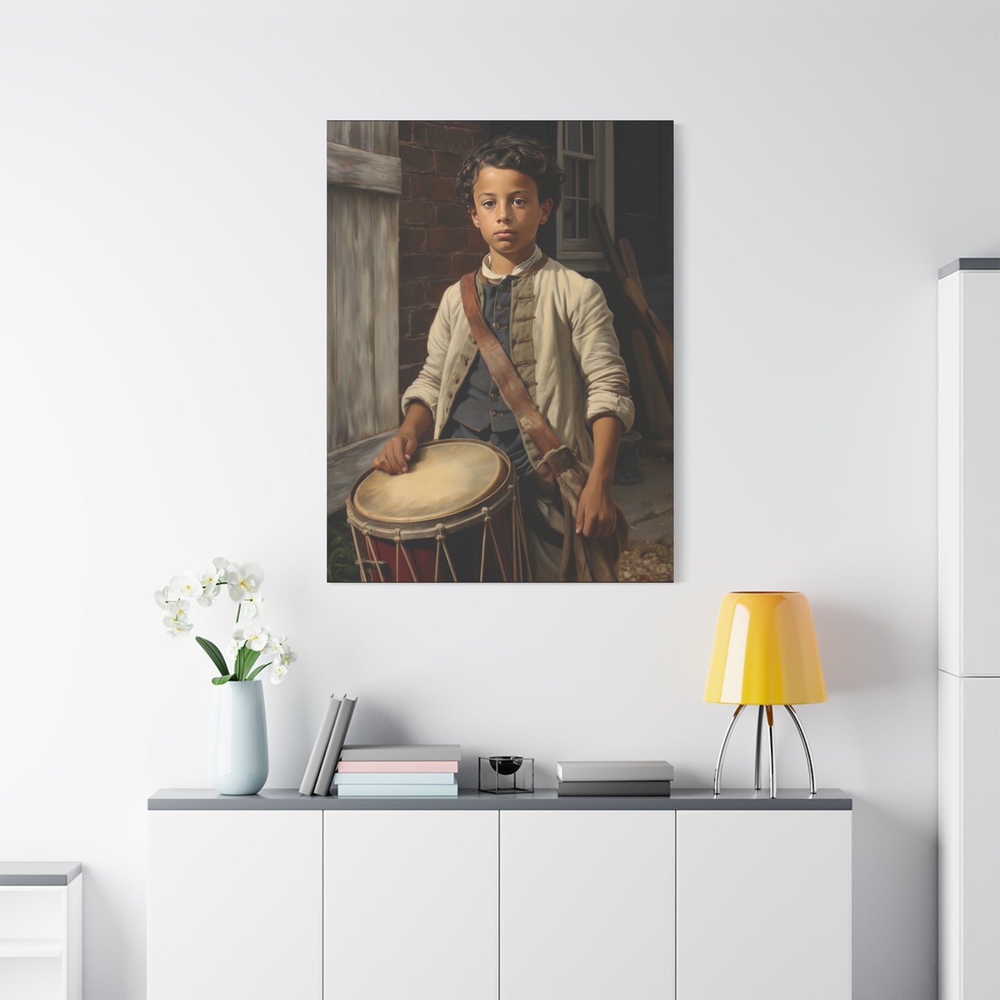 Historic Drummer Boy Matte Canvas Wall Art - 1.25" Stretched Print for Home Decor