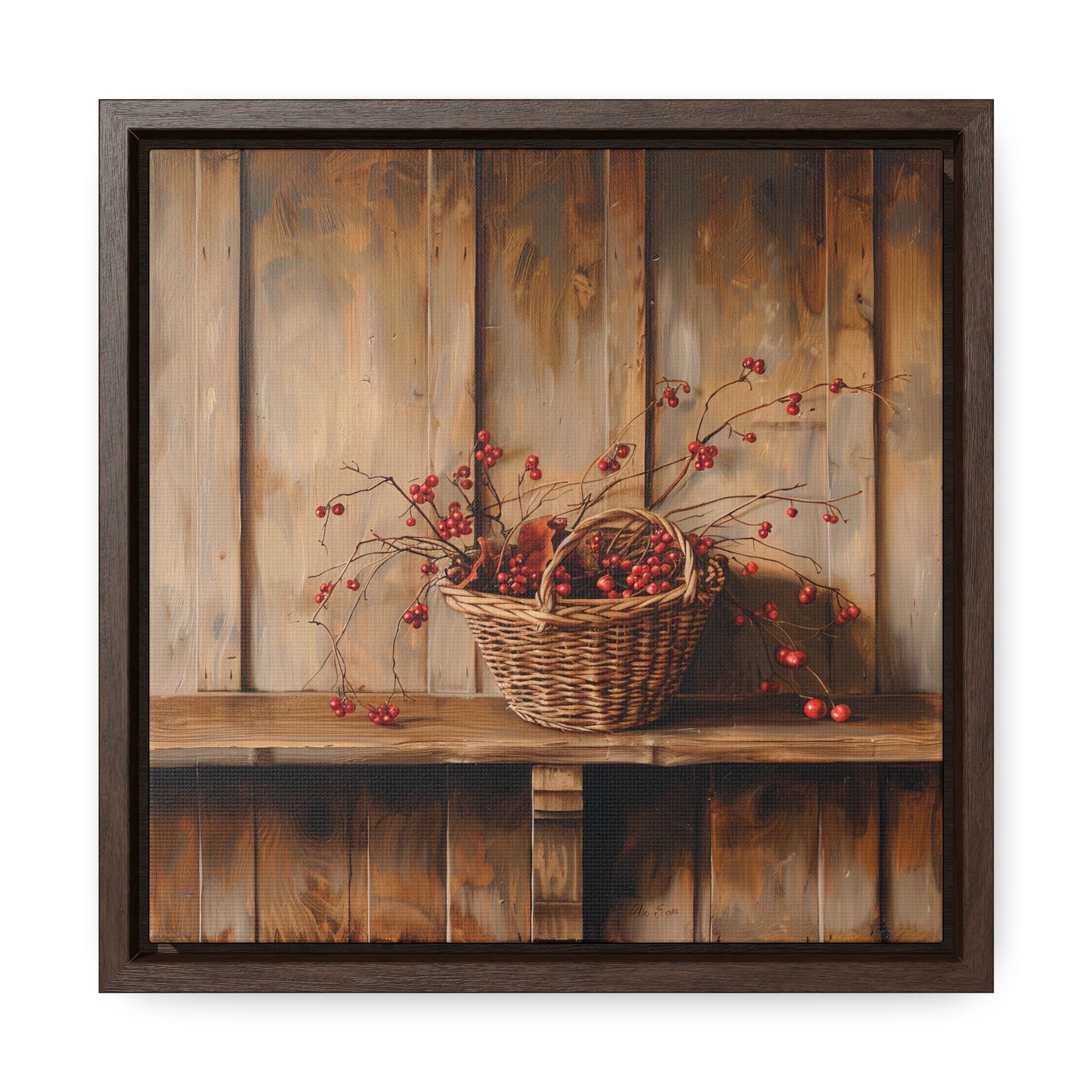 Basket of Bittersweet Gallery Canvas Wraps, Square Frame