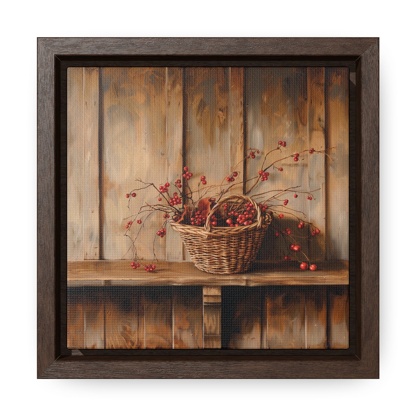Basket of Bittersweet Gallery Canvas Wraps, Square Frame
