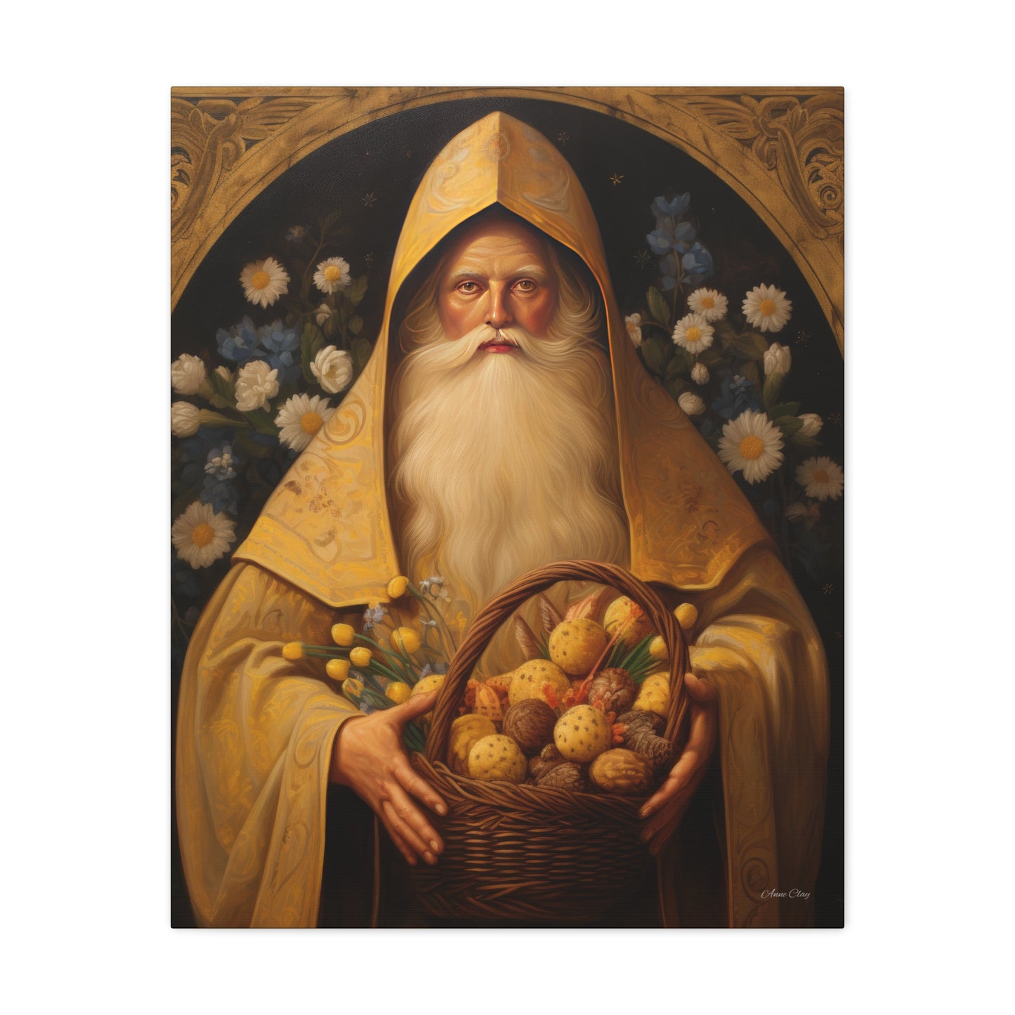 Easter Basket Santa Matte Canvas, Stretched, 1.25"