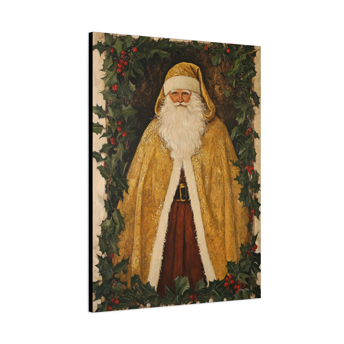 Golden Furry Santa Matte Canvas, Stretched, 1.25"