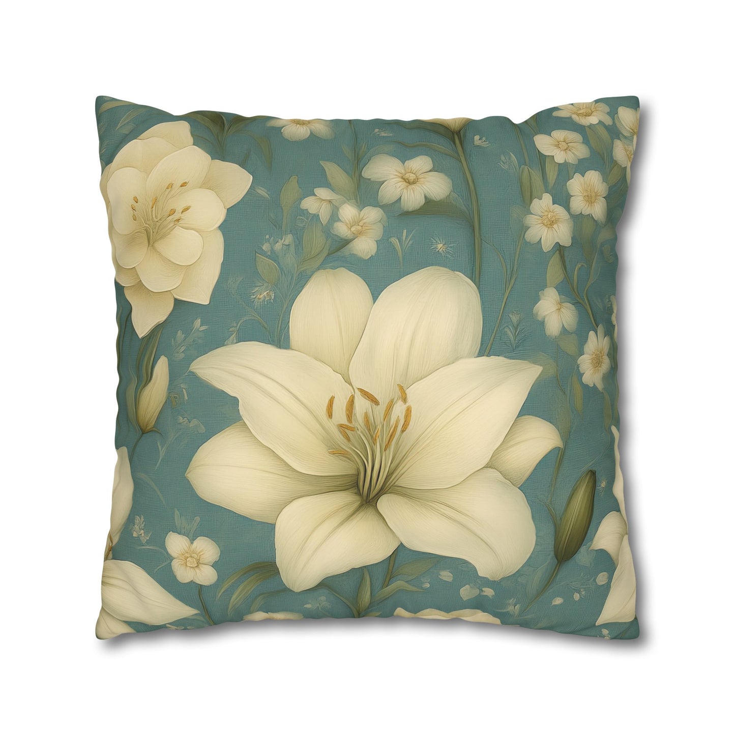 Floral Square Pillowcase, Cozy Home Decor, Gift for Flower Lovers, Soft Decorative Pillow, Spring Living Room Accessories