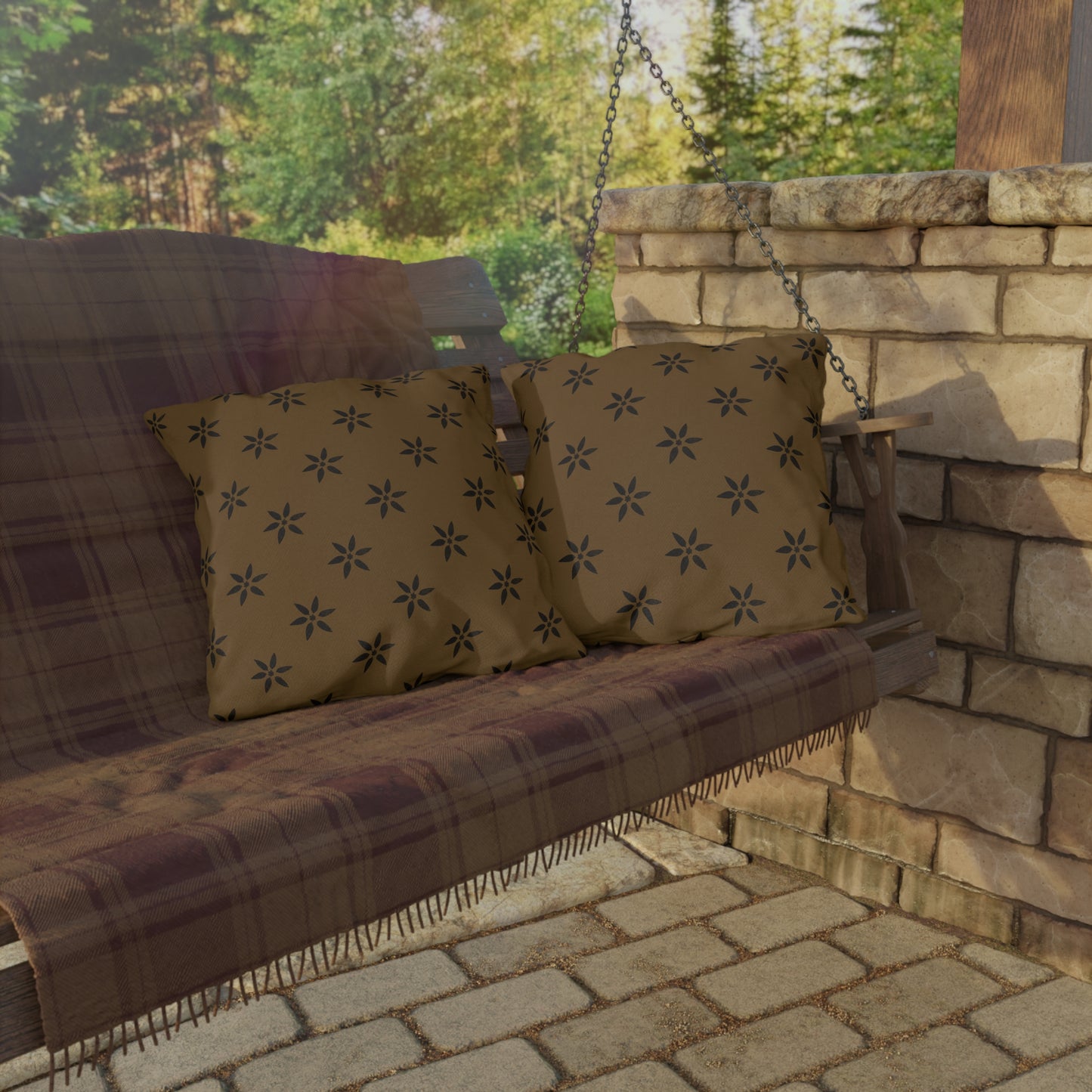 Black Petl on Deep Gold Outdoor Pillows