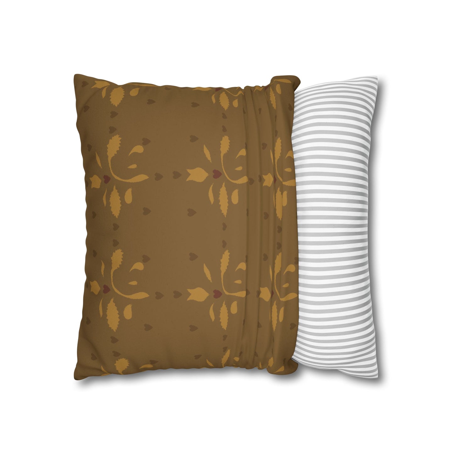 Leaves and Hearts Stencil Faux Suede Square Pillowcase