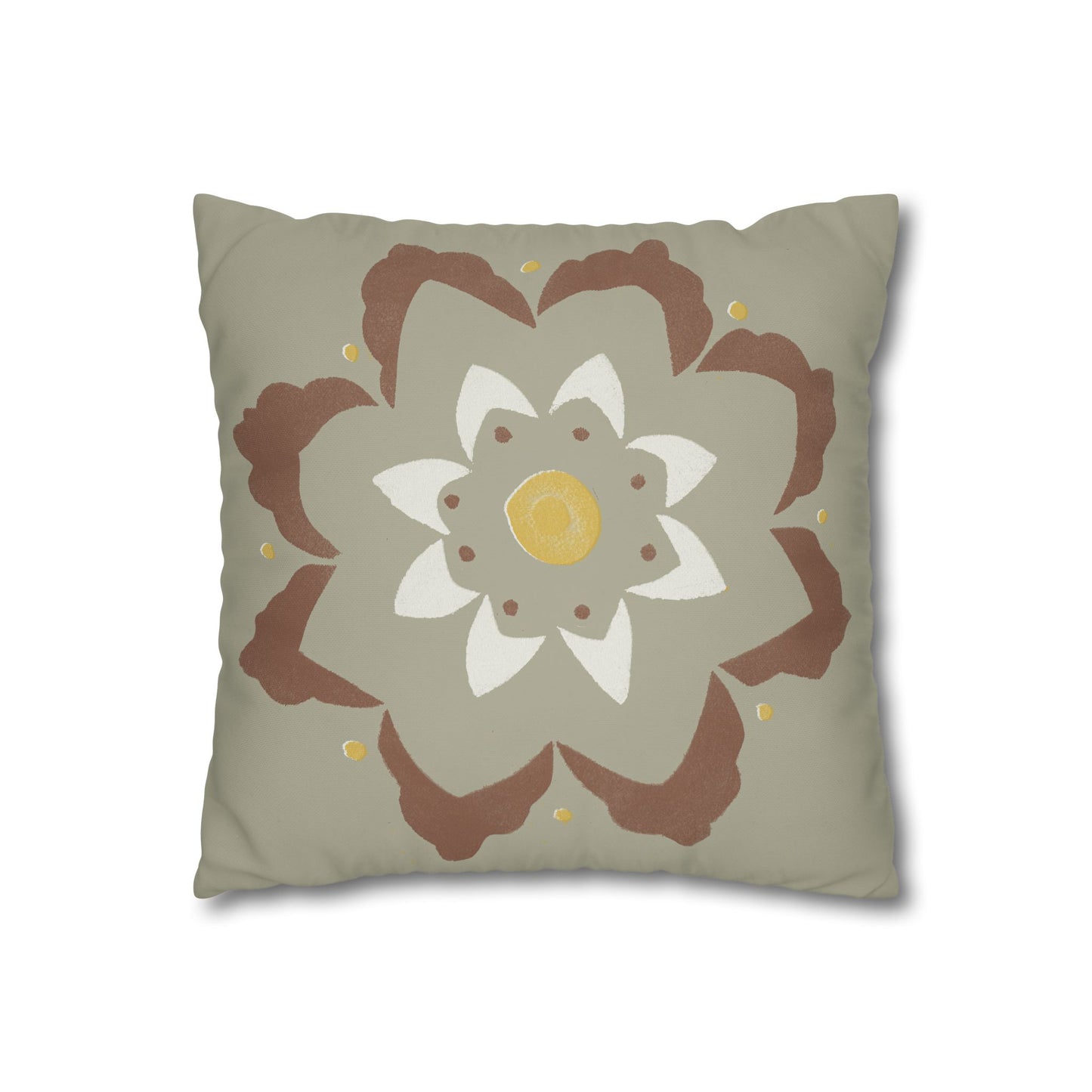 Fantasy Collection Stencil Flower Square Poly Canvas Pillowcase