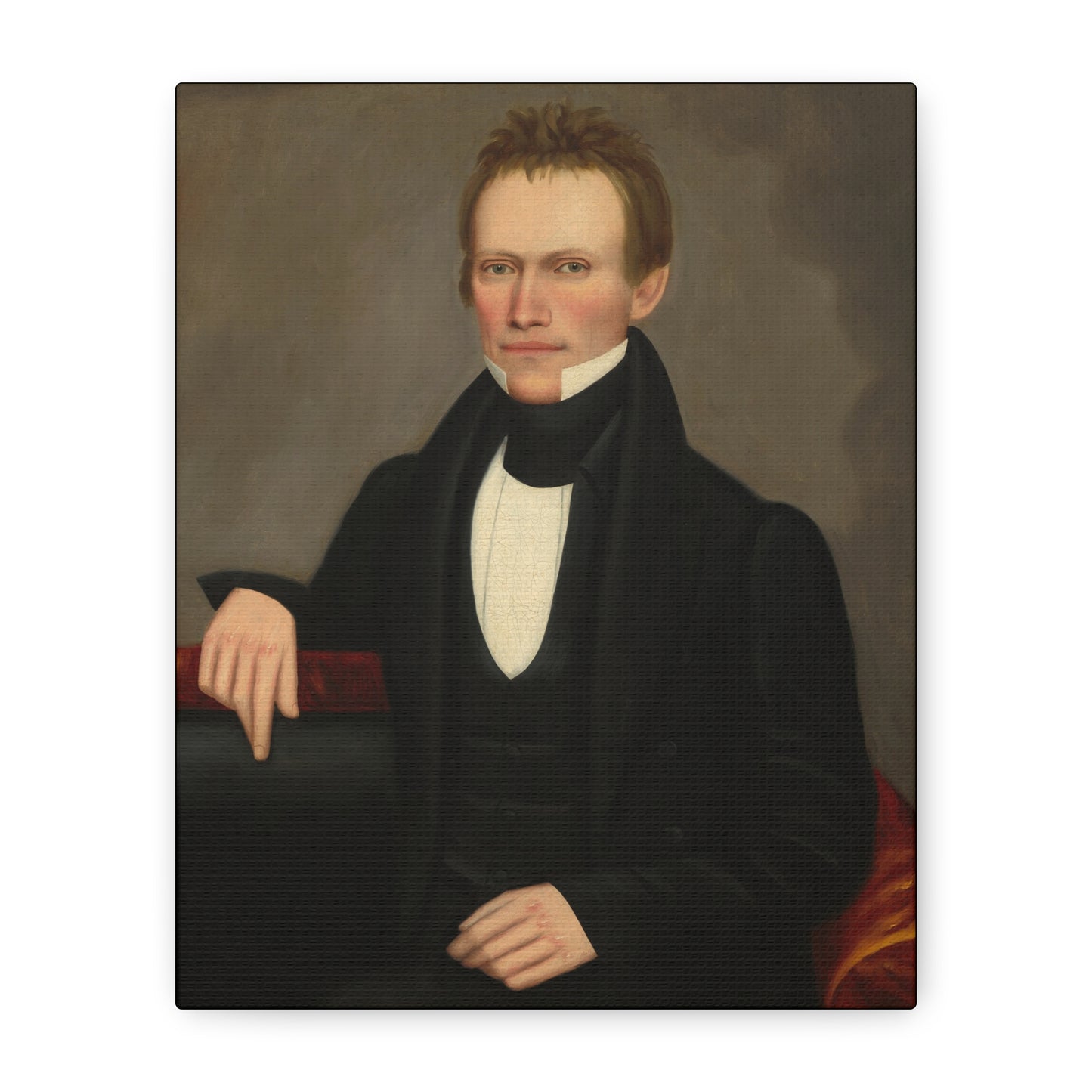 Early American Folk Art Man Classic Portrait Canvas Wall Art - Timeless Elegance for Home Decor