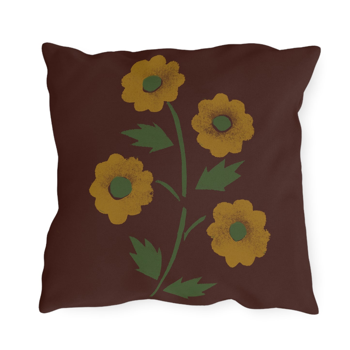 Stencil Flower on Country Red Outdoor Pillows