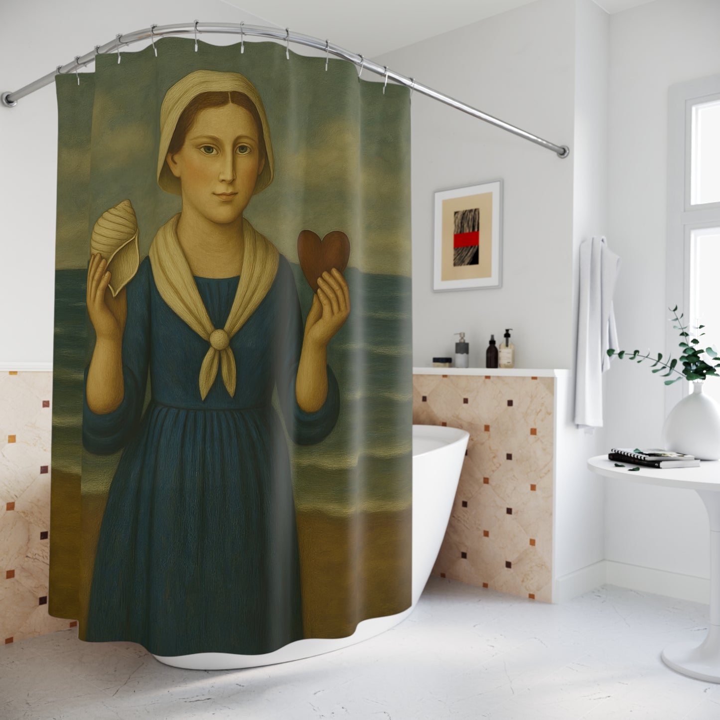 Elegant Vintage Nautical Shower Curtain, Coastal Home Decor, Bathroom Accessory, Gift for Sea Lovers, Beach-Themed Decor