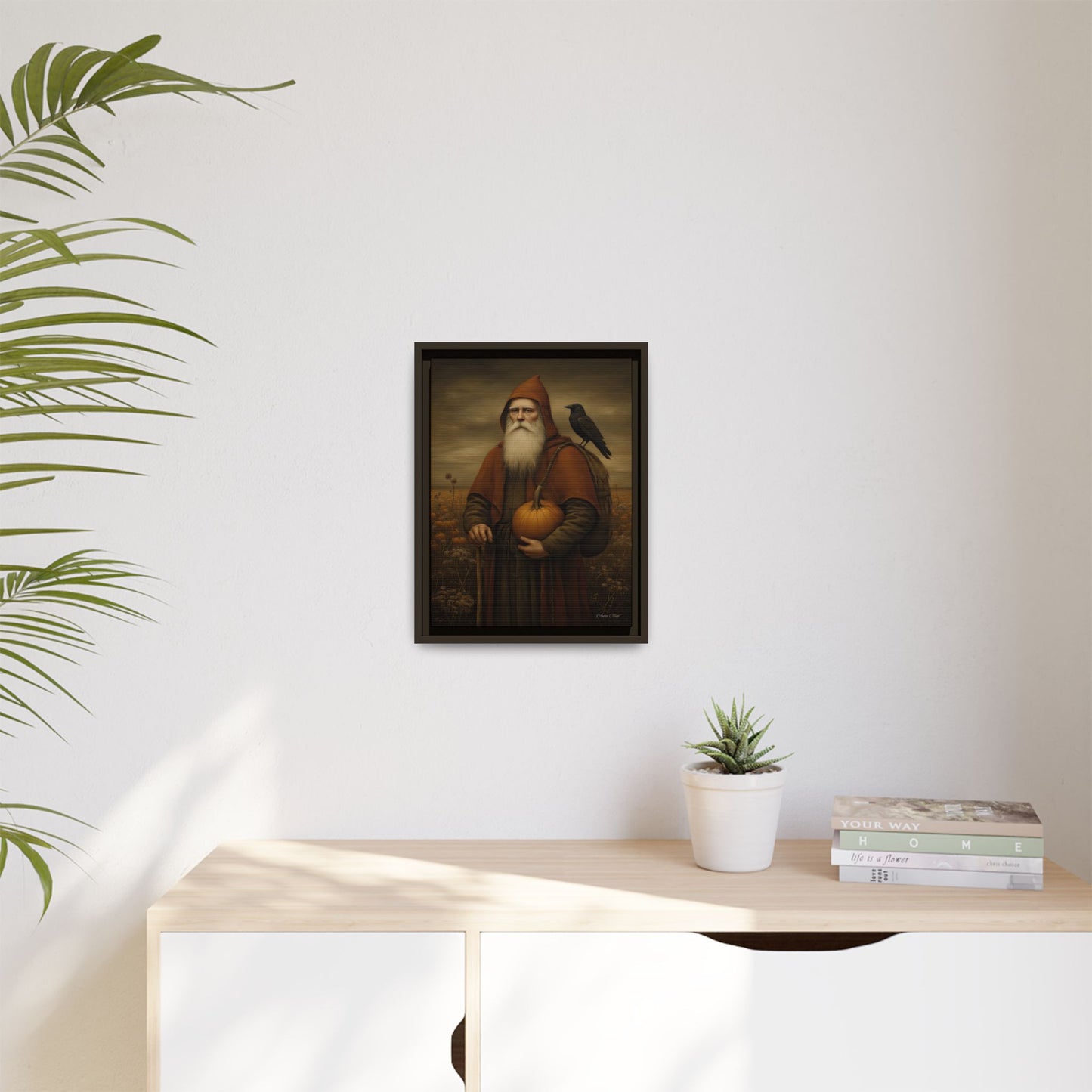 Framed Autumn Canvas Art, Fall Decor for Home, Harvest Wall Art, Thanksgiving Gift, Rustic Nature Painting