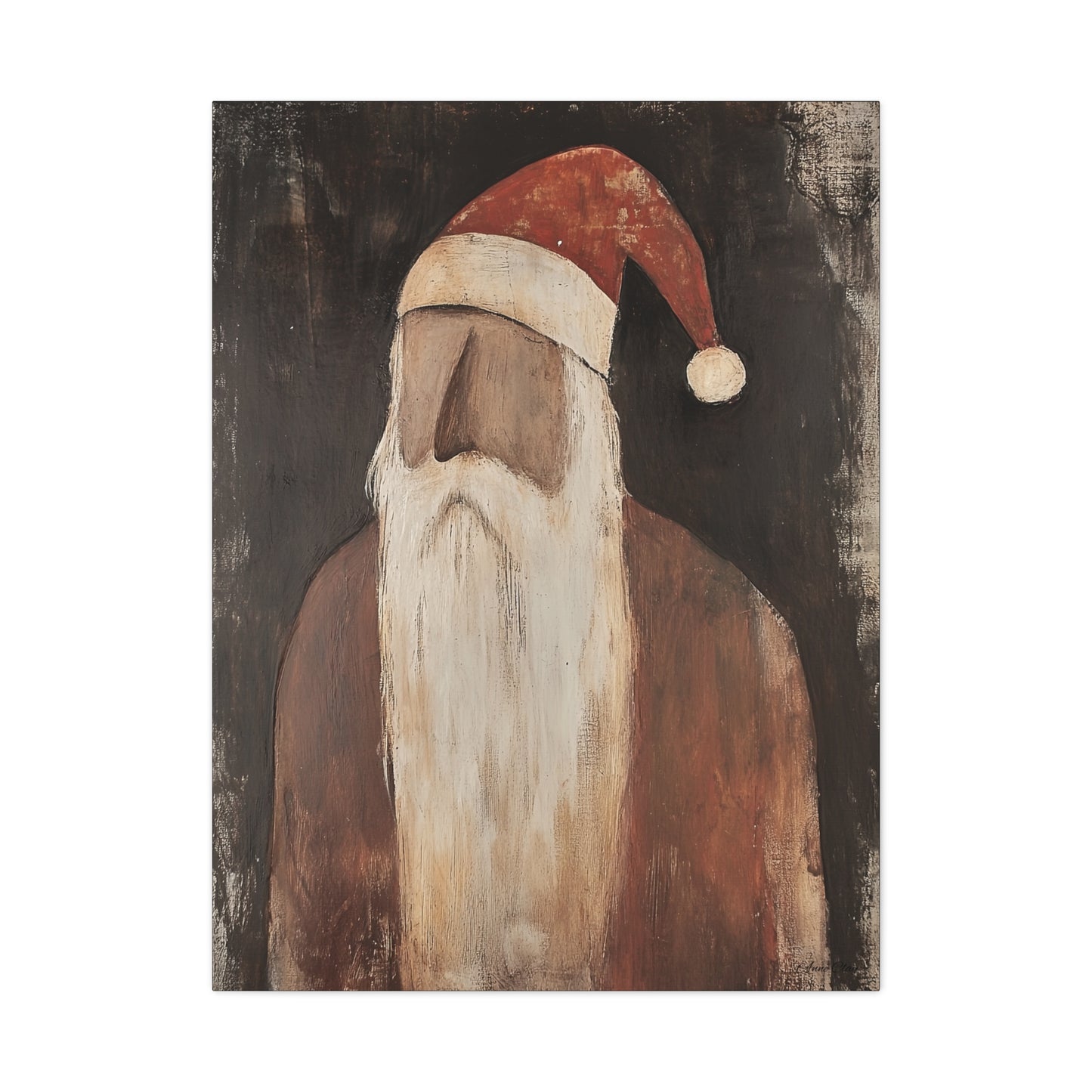 Primitive Impressionist Santa Matte Canvas, Stretched, 1.25"