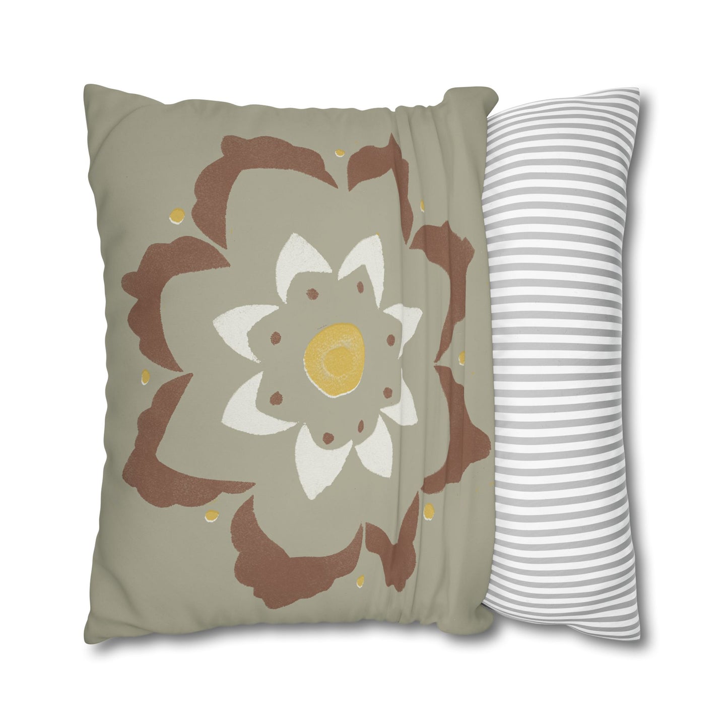 Fantasy Collection Stencil Flower Square Poly Canvas Pillowcase