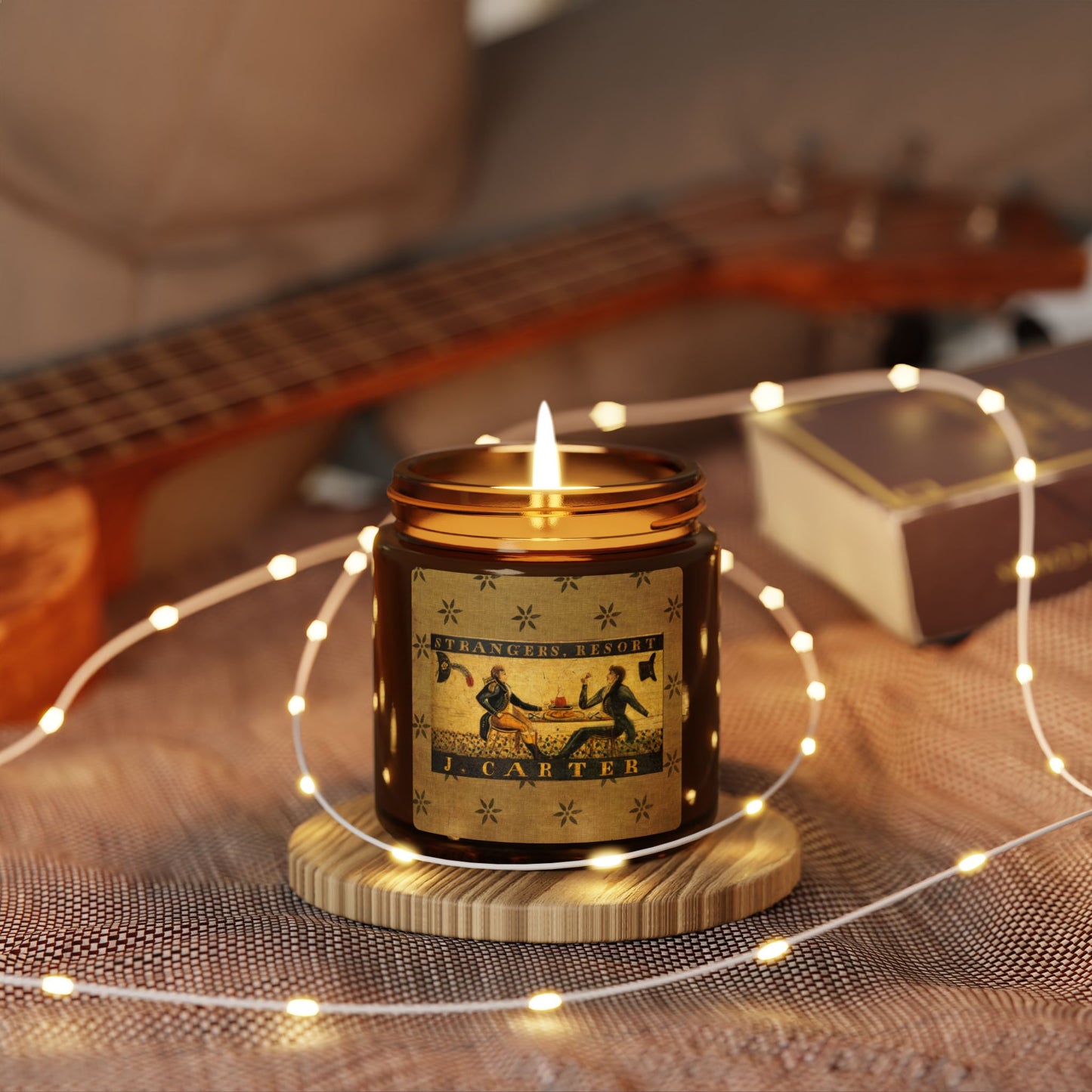 Stranger's Resort Tavern Sign Scented Soy Candle (Multi-Size, Amber Jar)