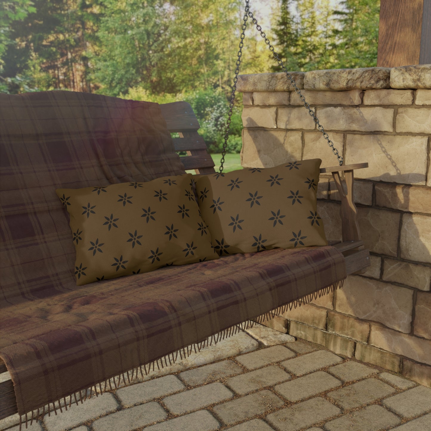 Black Petl on Deep Gold Outdoor Pillows