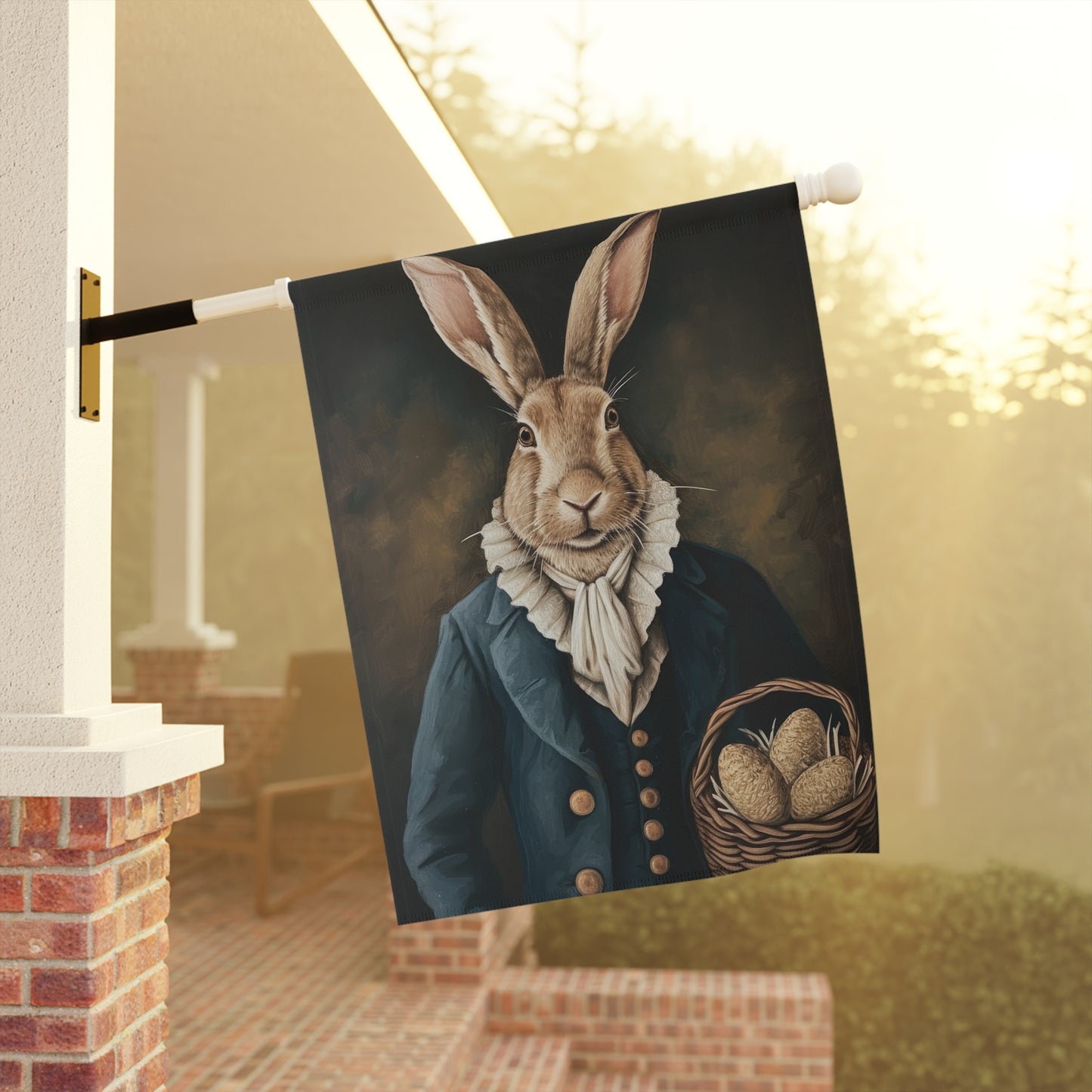 Whimsical Easter Garden Banner with Dapper Rabbit Design