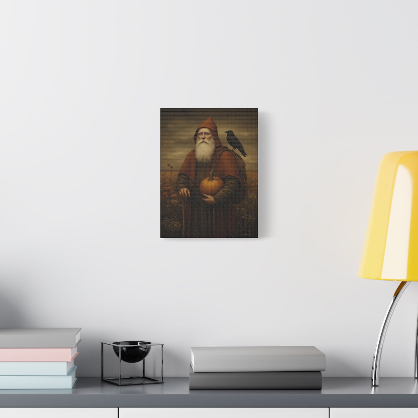 Autumn Santa Wall Art, Fall Decor, Pumpkin Harvest Print, Cozy Home Decor, Primitive Aesthetic