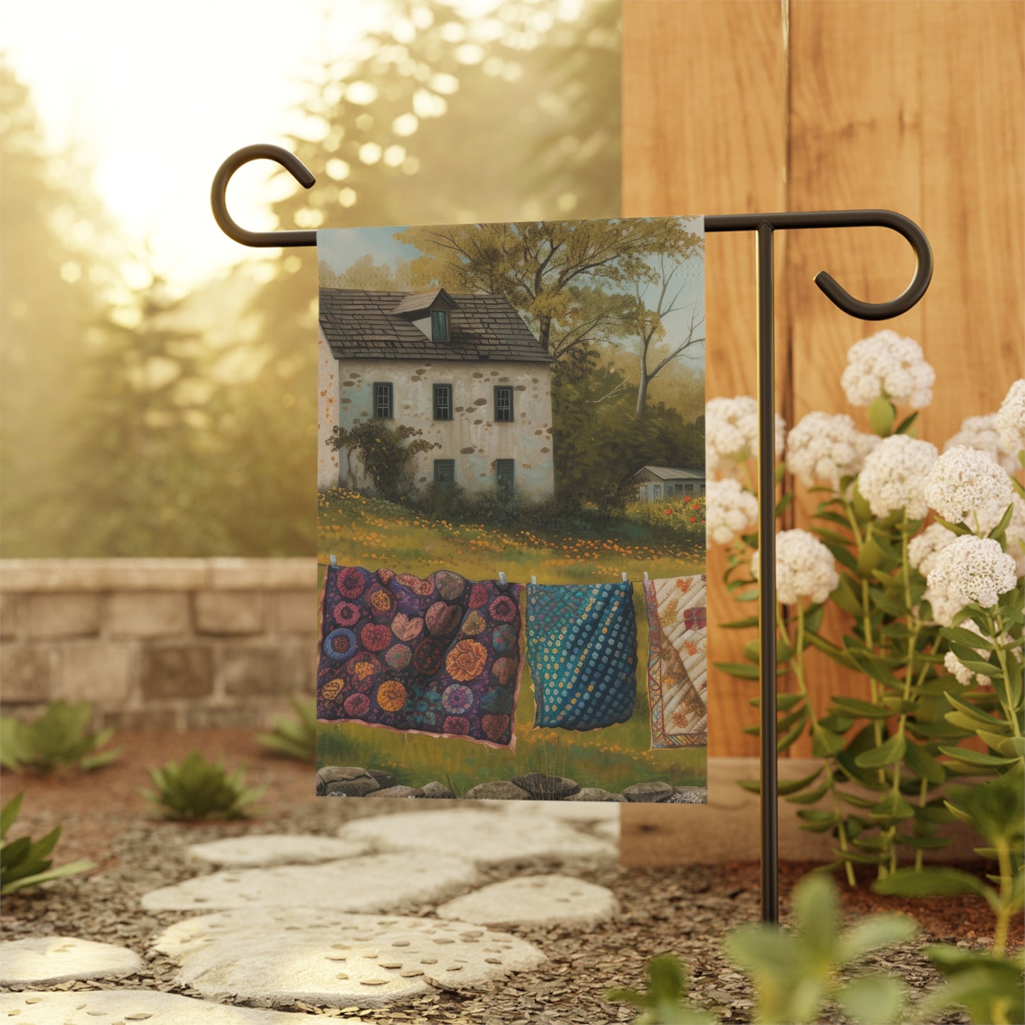 Quilt on a Split Fence Garden & House Banner