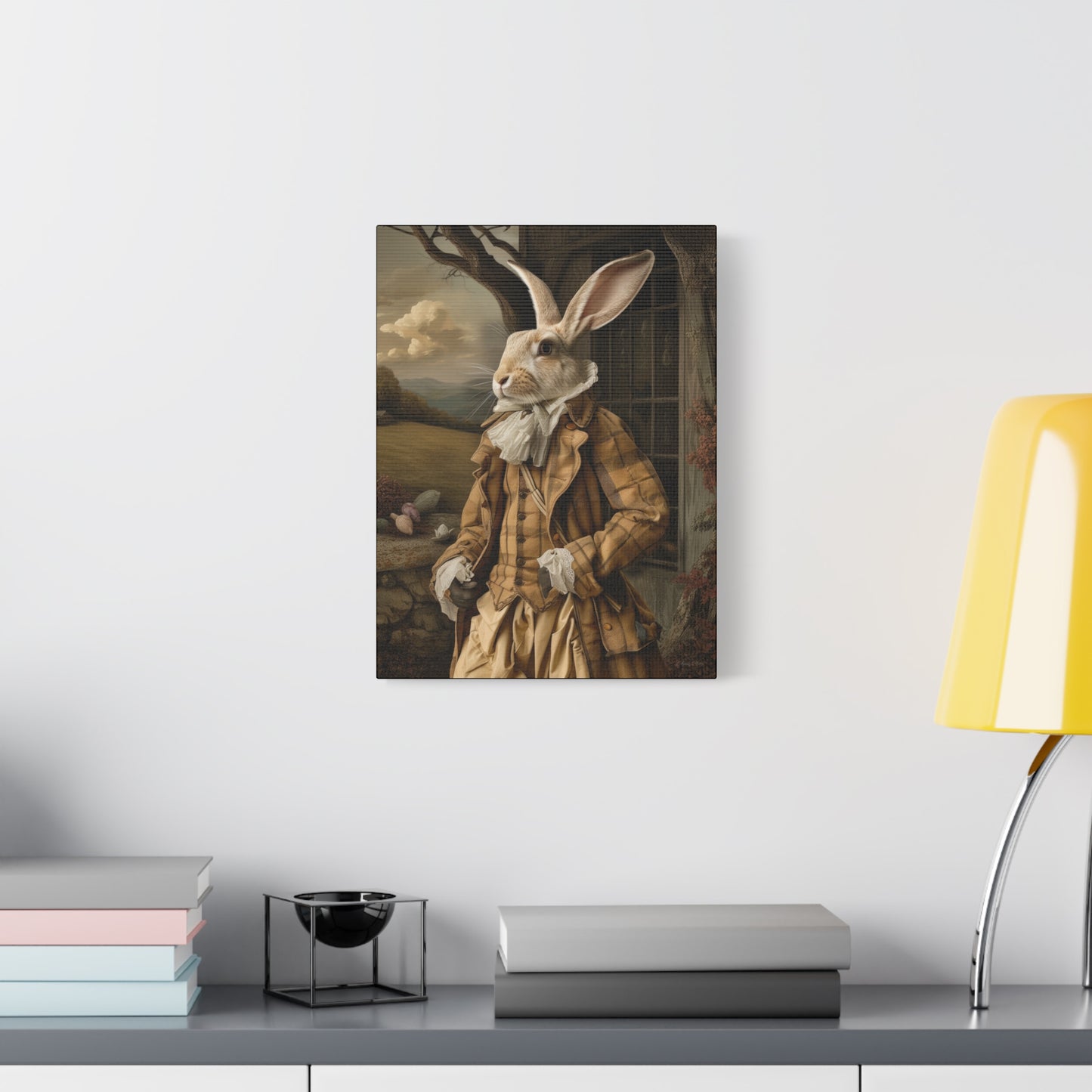 Sir William Rabbit: Whimsical Rabbit Canvas Art - Vintage Style Wall Decor