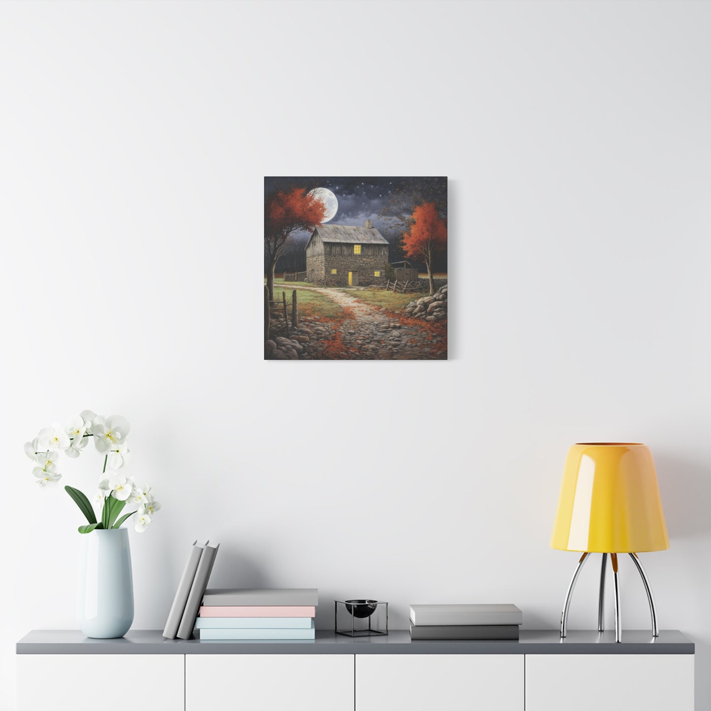 Rustic Cabin Art Print, Home Decor, Autumn Wall Art, Cozy Living Room Decor, Gift for Nature Lovers, Fall Decor