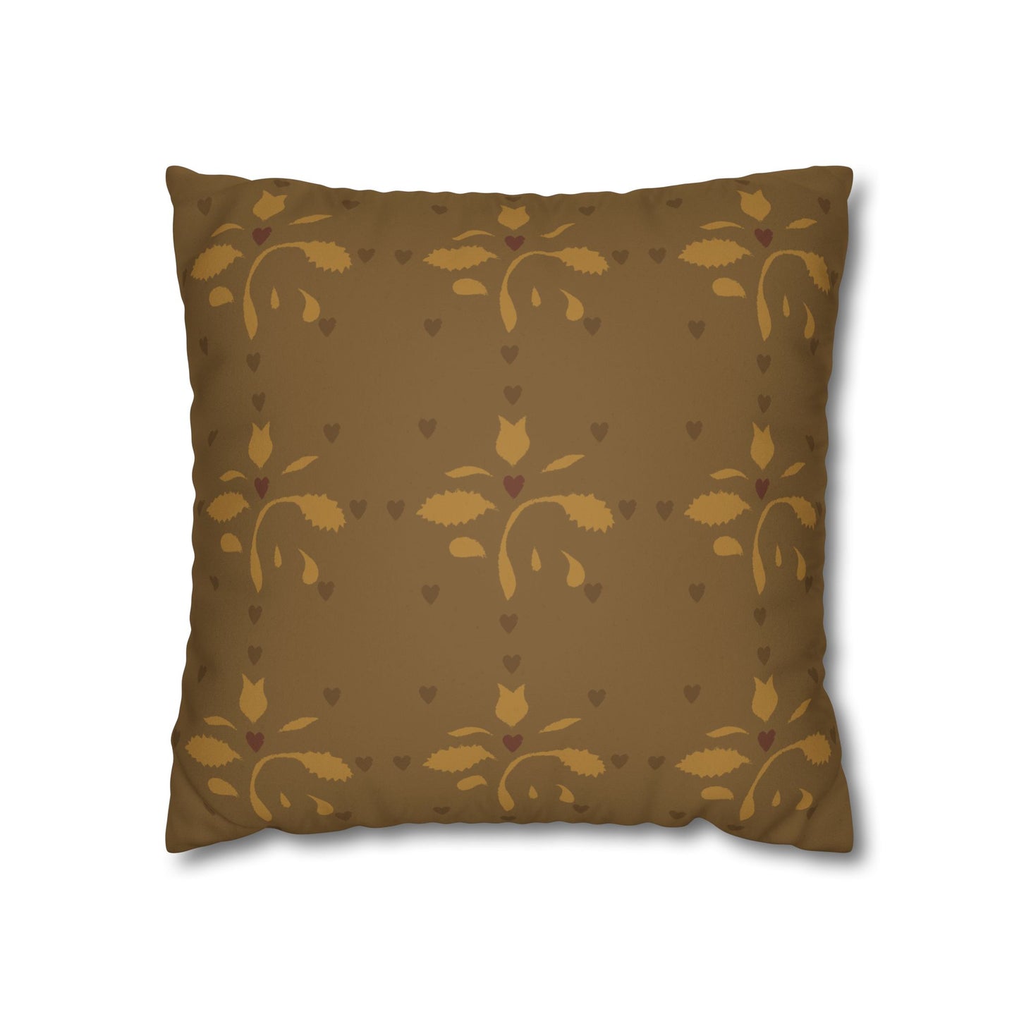 Leaves and Hearts Stencil Faux Suede Square Pillowcase