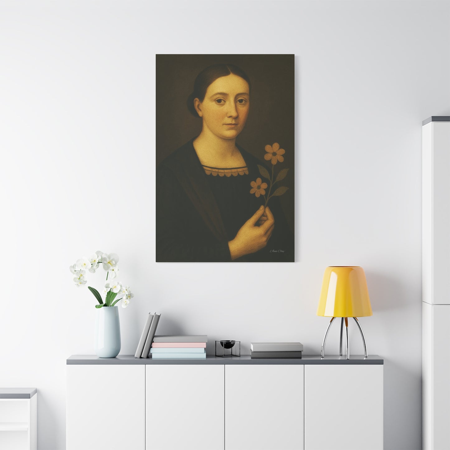 Artistic Canvas Wall Art, Floral Portrait, Home Decor, Gift for Art Lovers, Vintage Style, Wall Decor