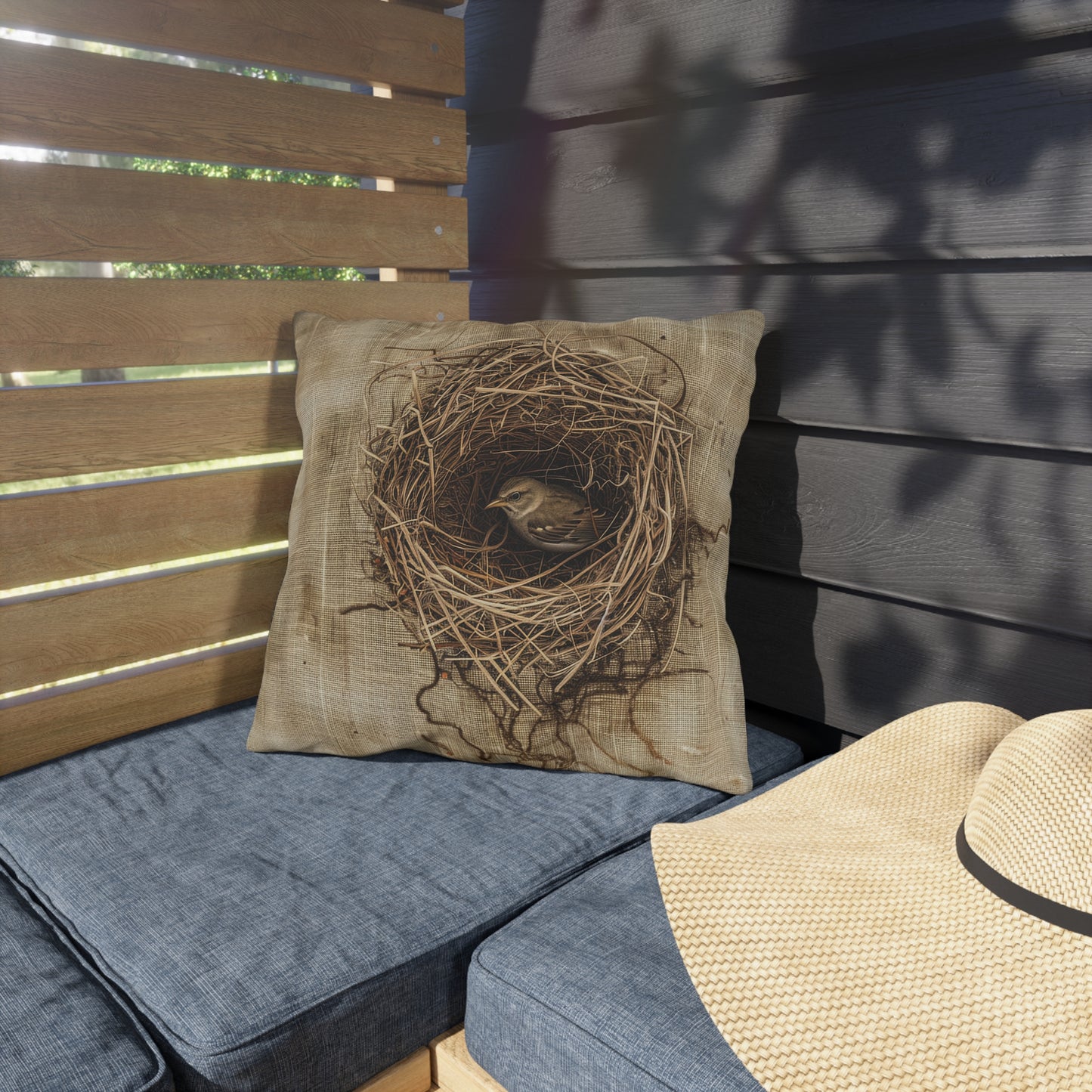 Bird in the Nest Outdoor Pillows