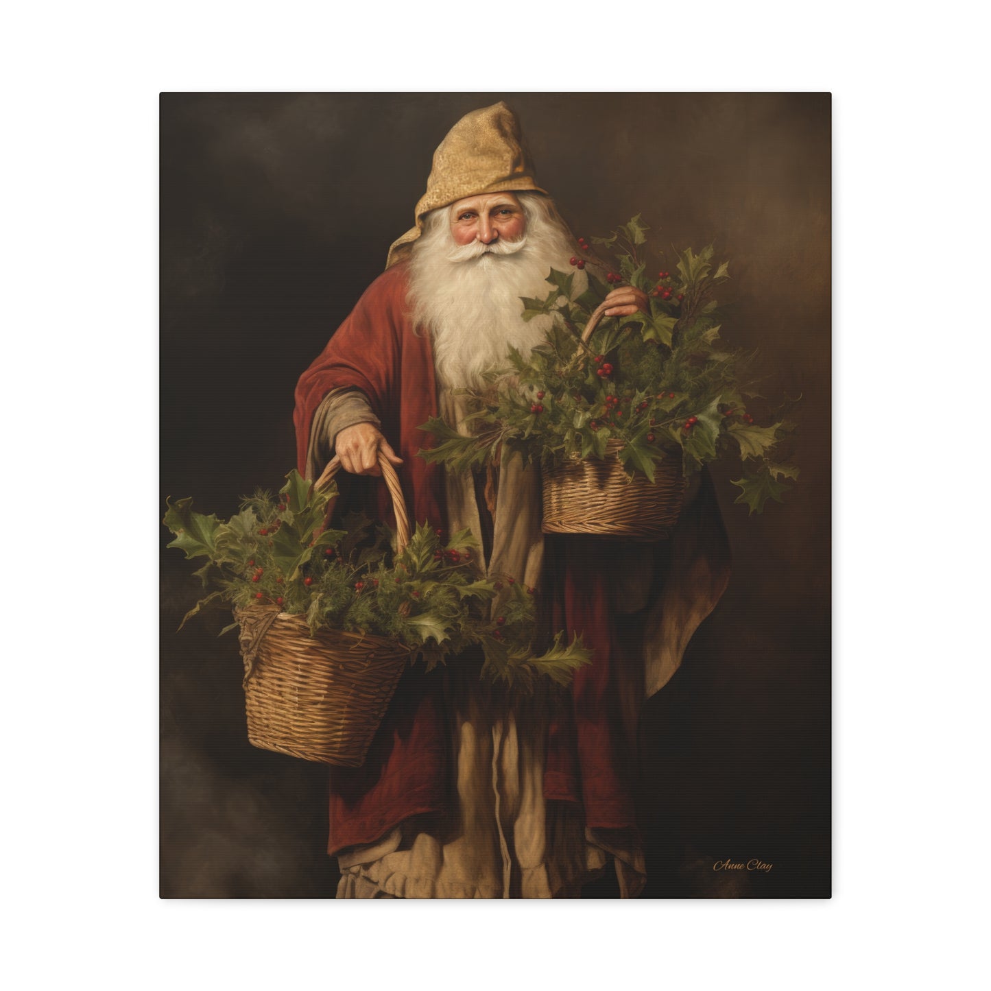 Jolly Santa Ivy Matte Canvas, Stretched, 1.25"