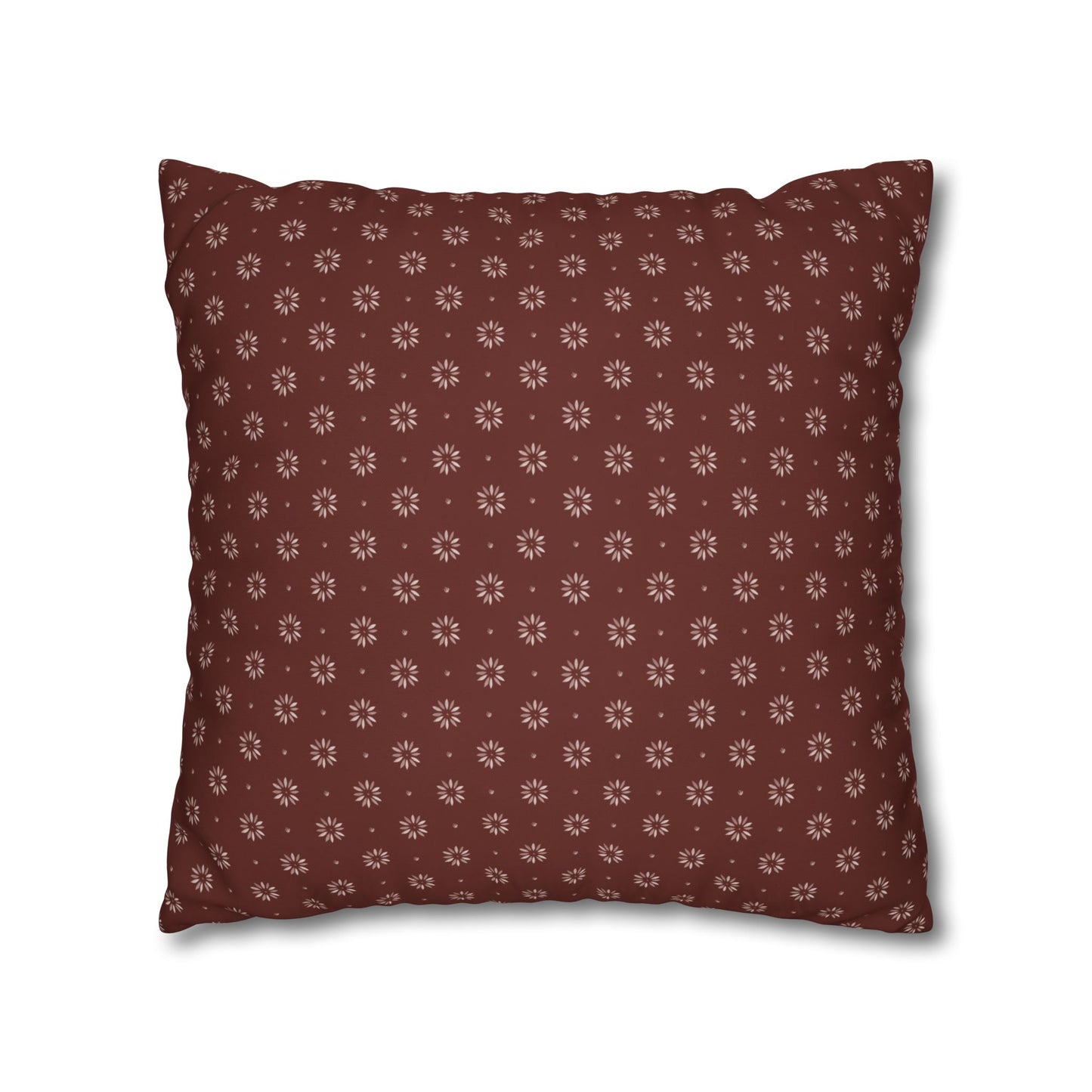 Petal Stencils on Red Square Poly Canvas Pillowcase