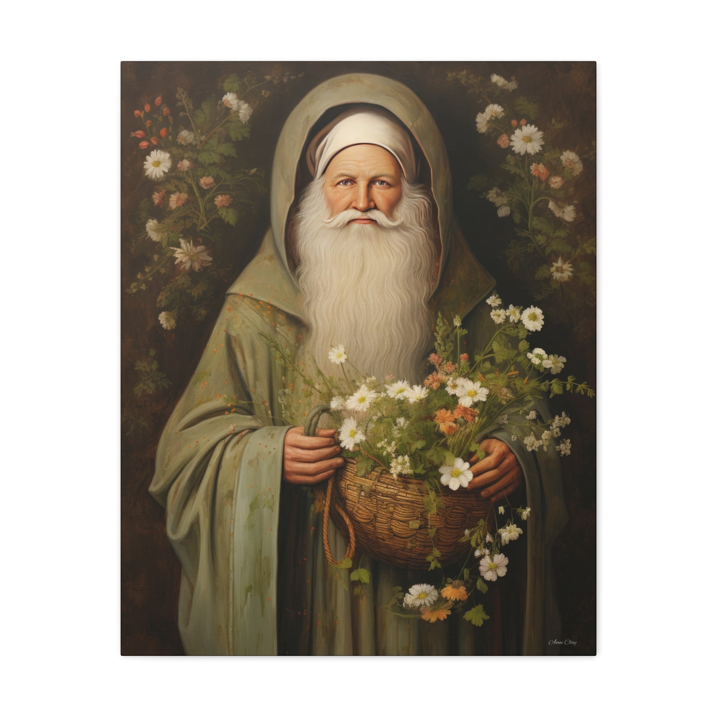 Floral Santa Matte Canvas, Stretched, 1.25"