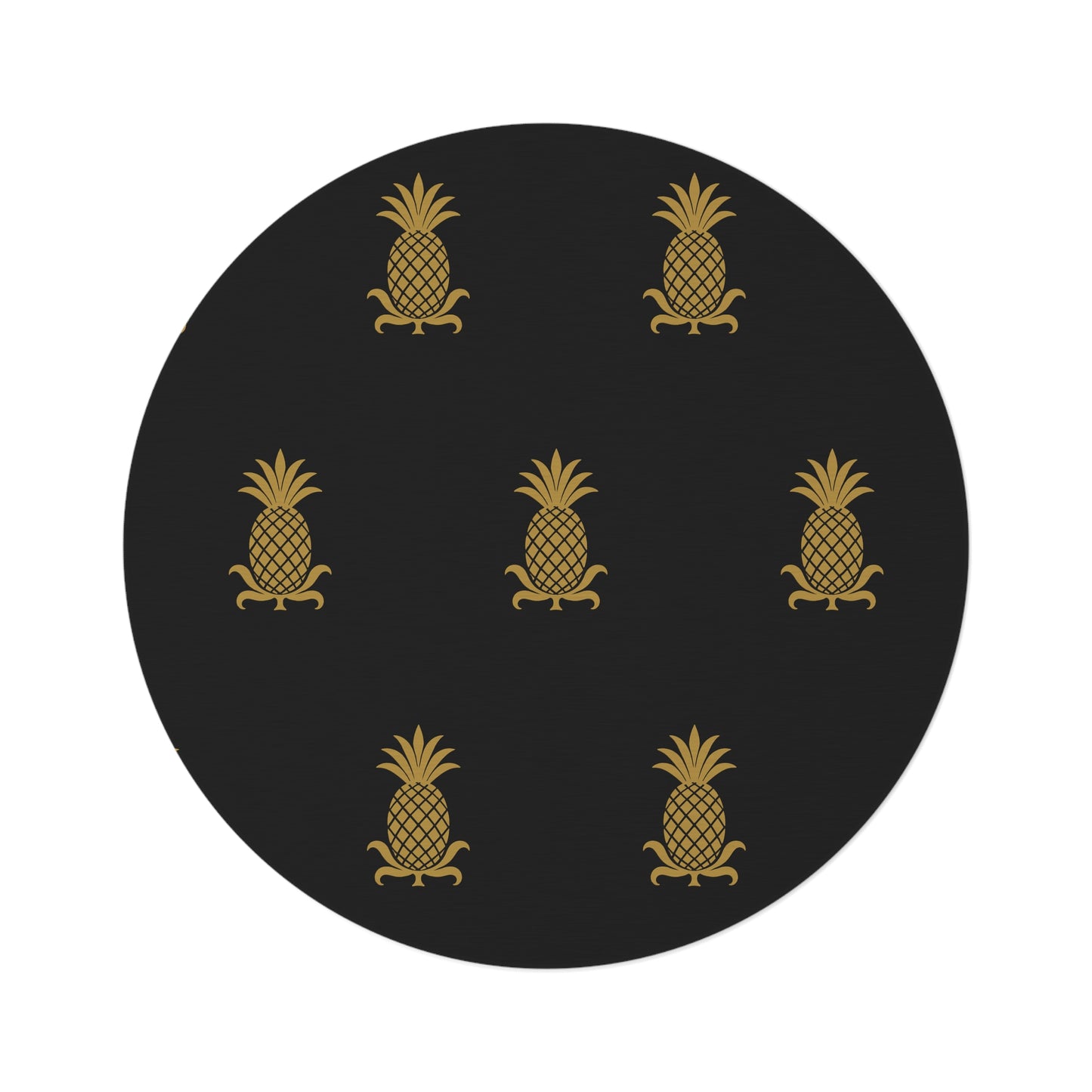 Gold Pineapple Round Rug for Modern Homes, Stylish Area Rug, Unique Décor, Beach House Accessory, Holiday Gift Idea