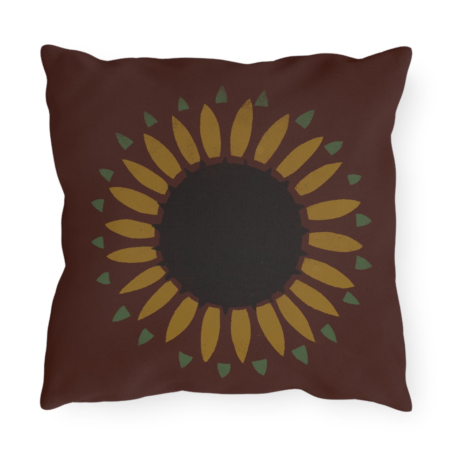 Sunflower on Country Red Stencil Early American Outdoor Pillows