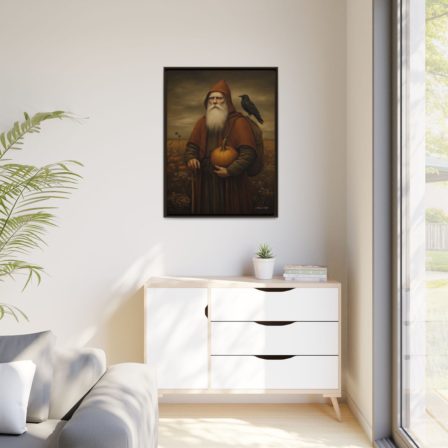 Framed Autumn Canvas Art, Fall Decor for Home, Harvest Wall Art, Thanksgiving Gift, Rustic Nature Painting