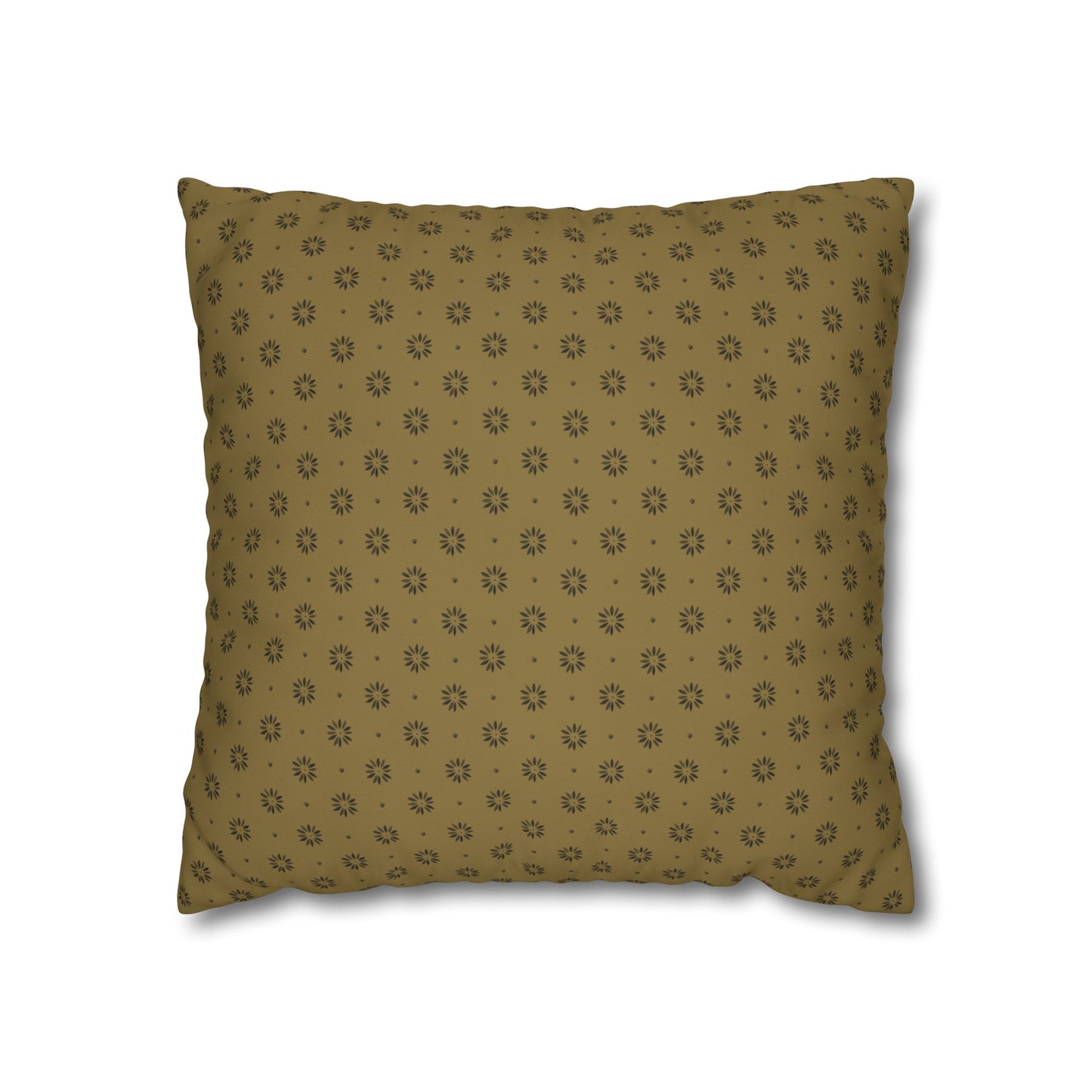Black Petals on Gold Background Stencil Square Poly Canvas Pillowcase
