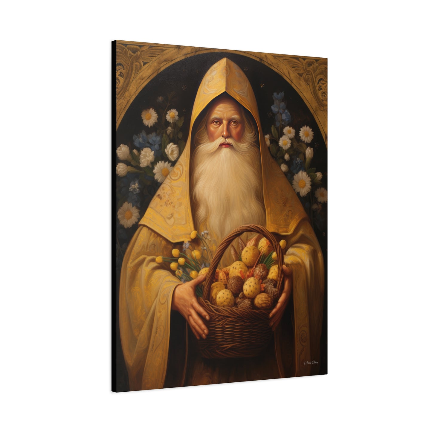 Easter Basket Santa Matte Canvas, Stretched, 1.25"