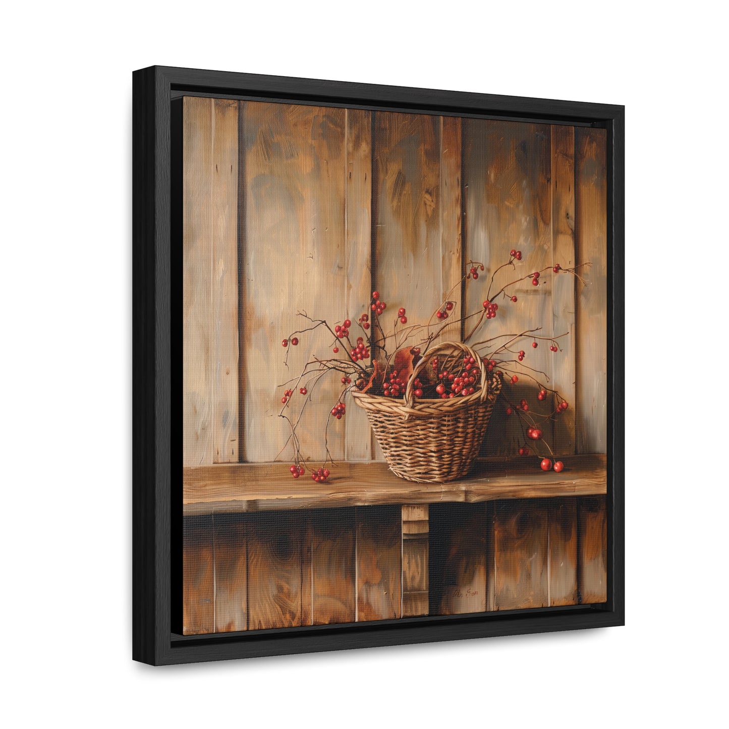 Basket of Bittersweet Gallery Canvas Wraps, Square Frame