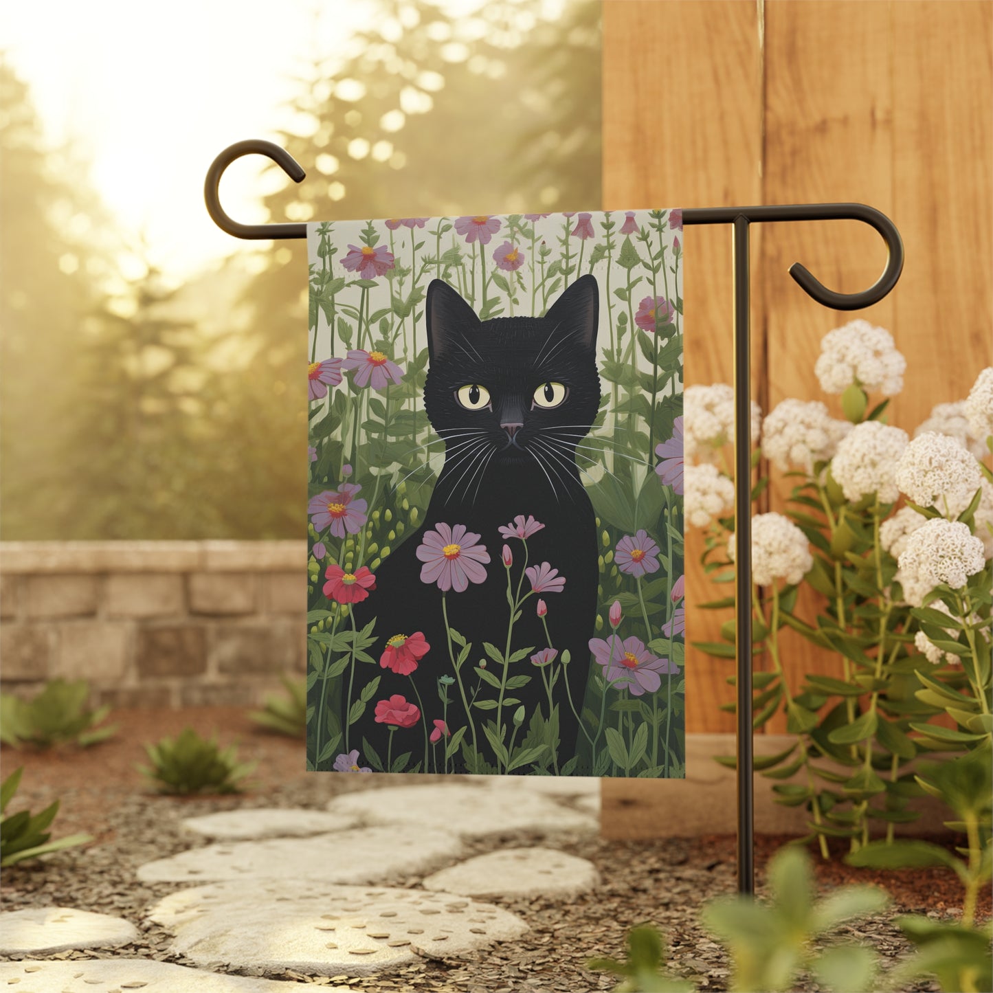Black Garden Kitty Garden & House Banner