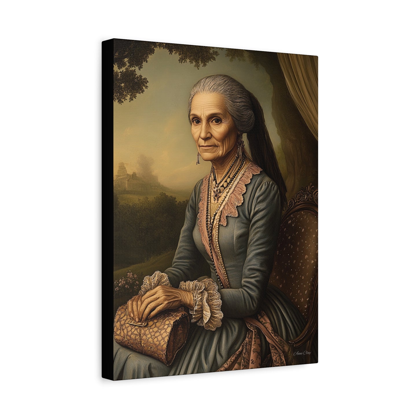 Elegant Vintage Canvas Art Print, Home Decor, Wall Art, Gift for Grandparents, Classic Portrait Decoration