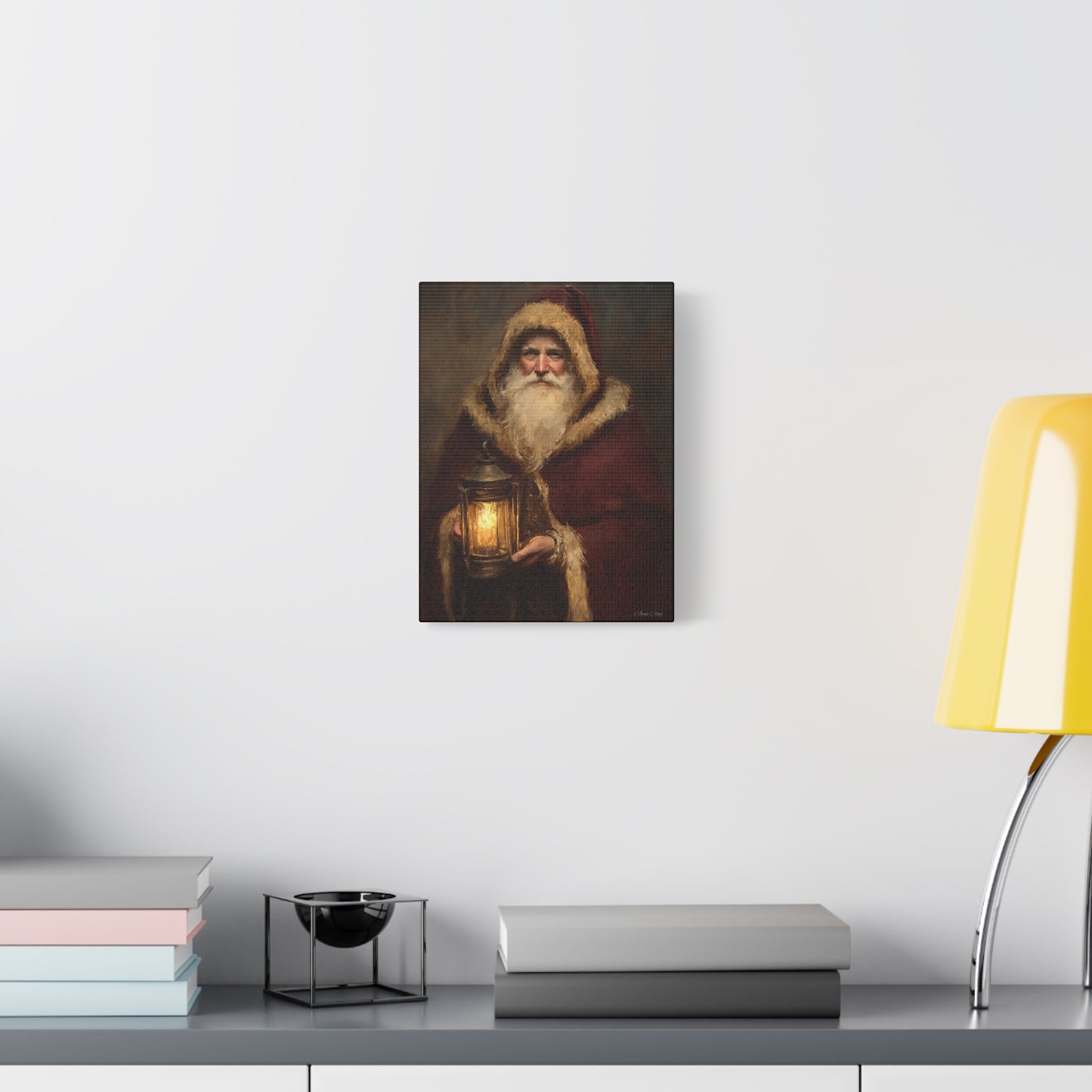 WS Firelight Santa Matte Canvas, Stretched, 1.25"