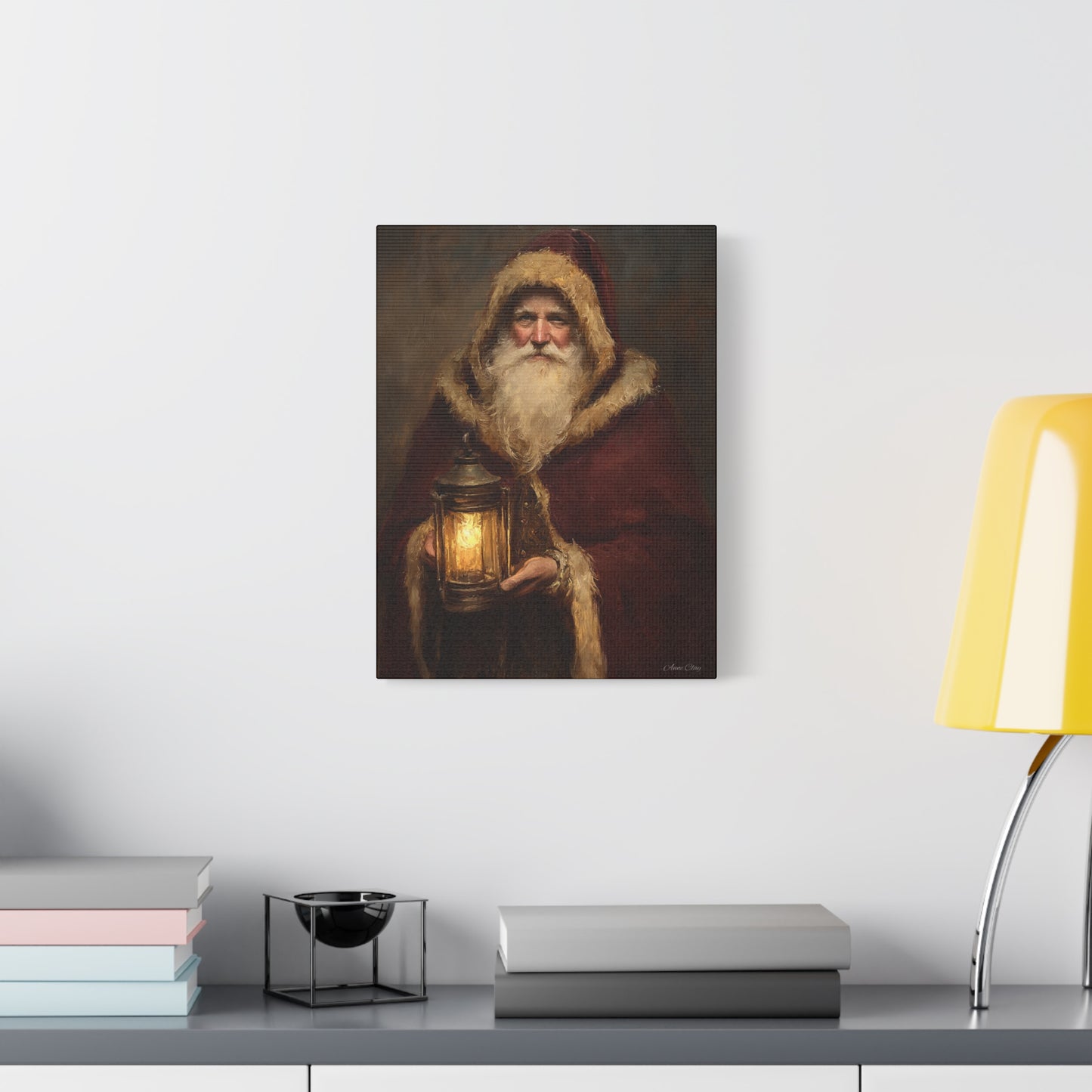 WS Firelight Santa Matte Canvas, Stretched, 1.25"