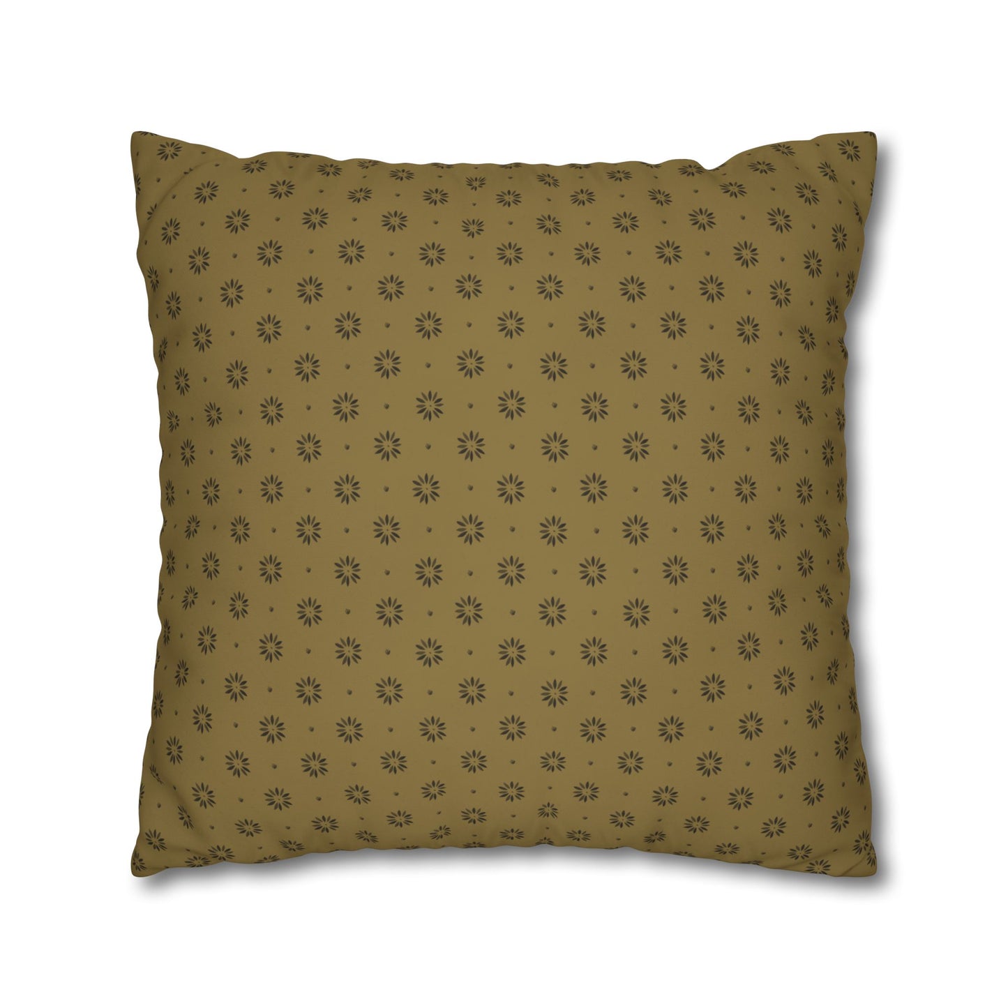 Black Petals on Gold Background Stencil Square Poly Canvas Pillowcase