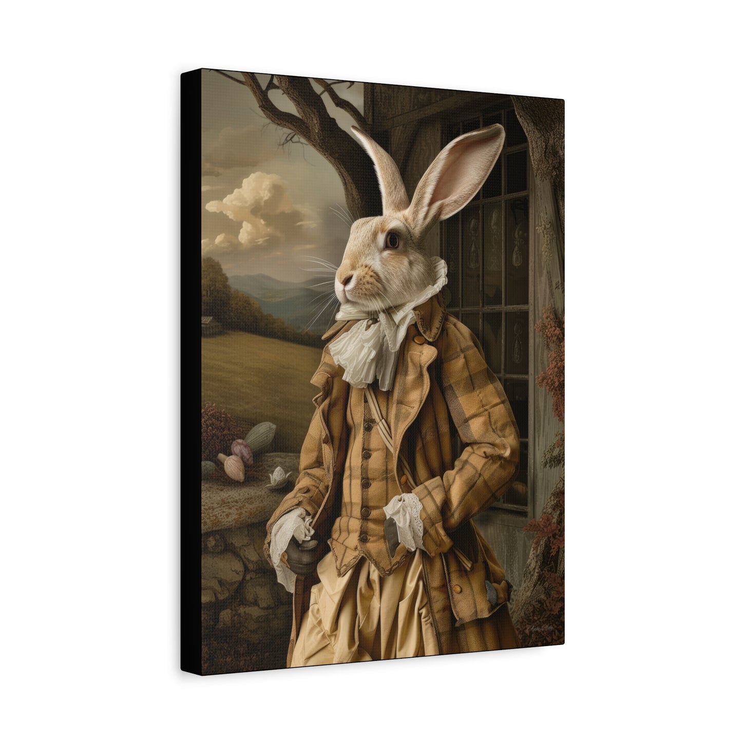 Sir William Rabbit: Whimsical Rabbit Canvas Art - Vintage Style Wall Decor
