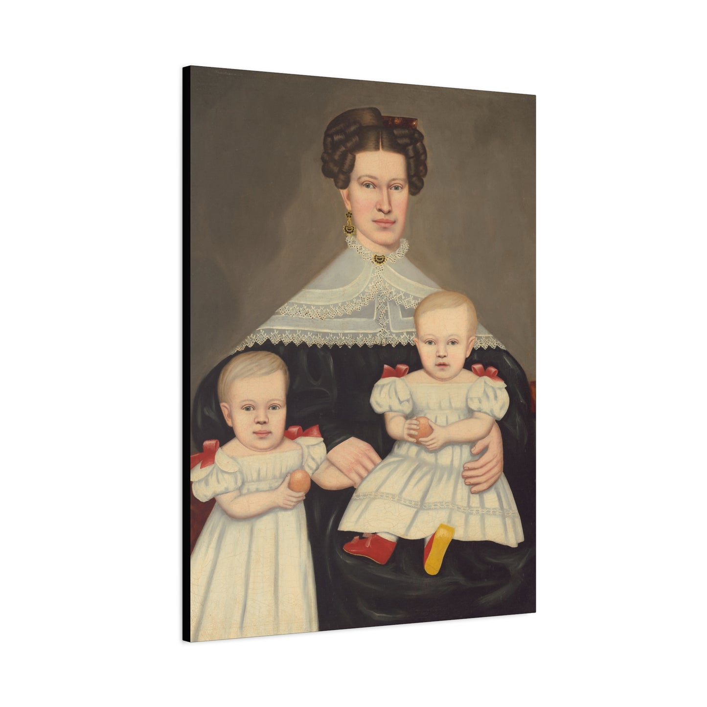 Mrs. Paul Smith Palmer Vintage Family Canvas Art - Classic Portrait of Mother and Twins