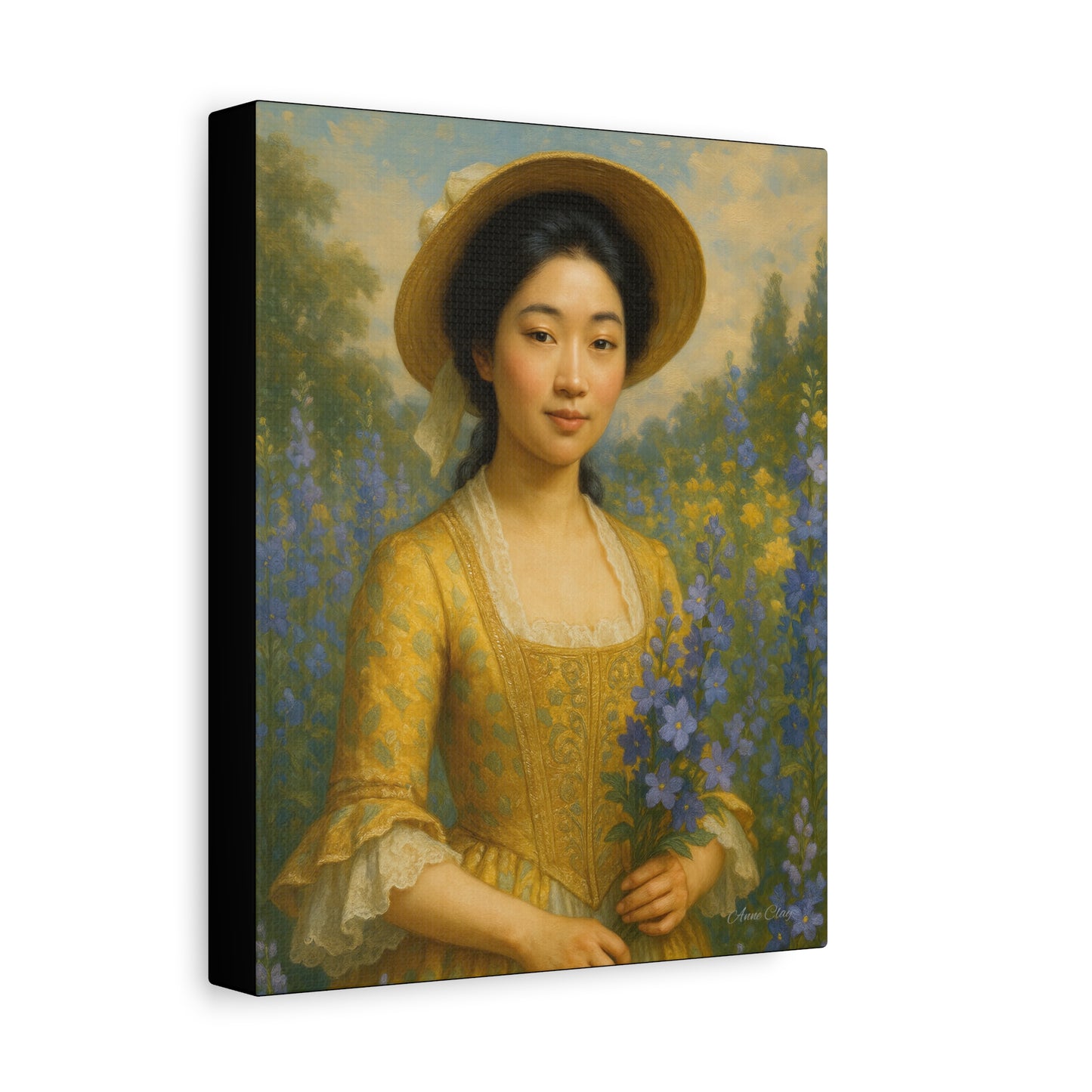 Floral Portrait Canvas, Vintage Art Print, Elegant Home Decor, Gift for Art Lovers, Wall Art for Living Room