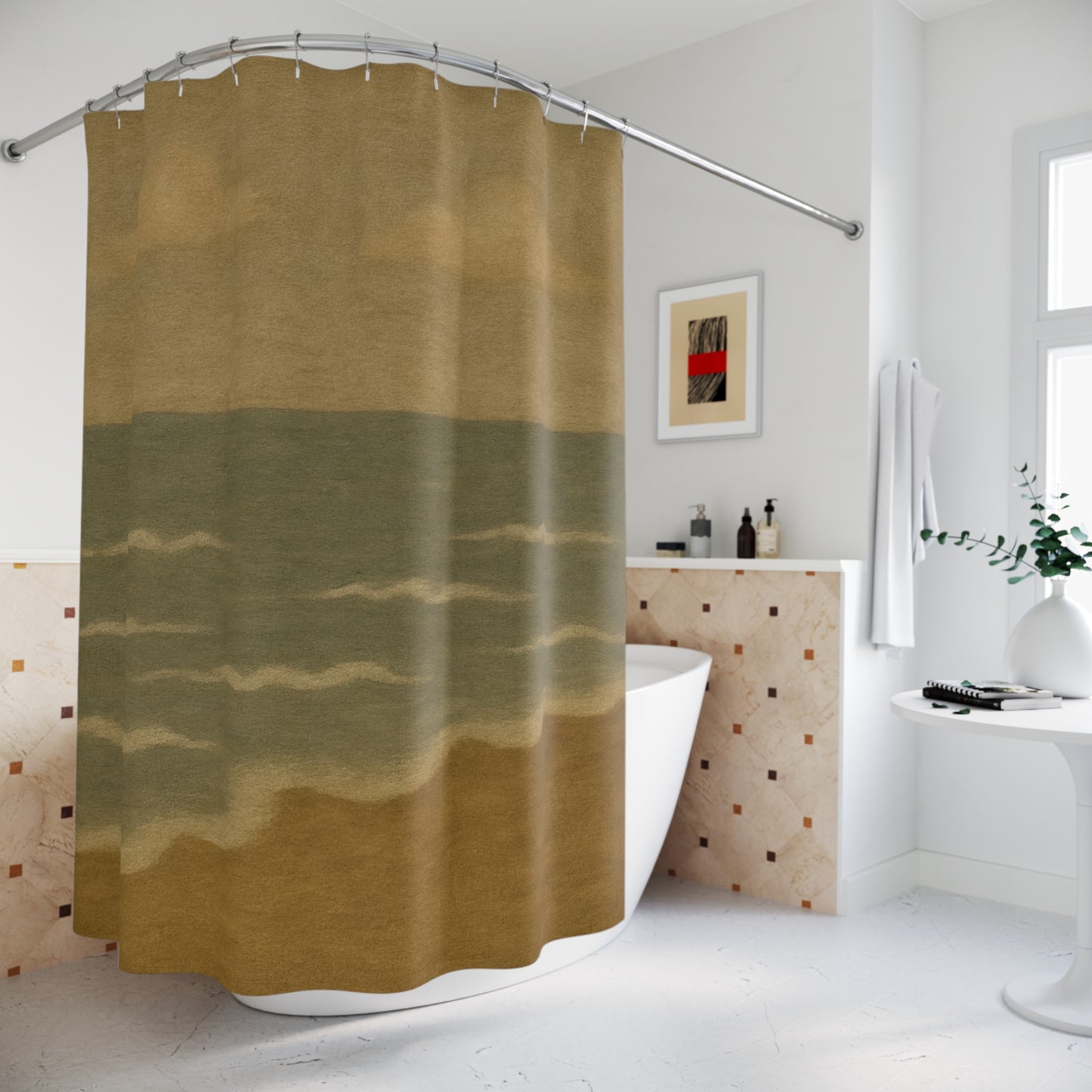 Vintage Coastal Shower Curtain, Ocean Wave Decor, Beach Bathroom Accessories, Nautical Home Decor, Relaxing Shower Experience