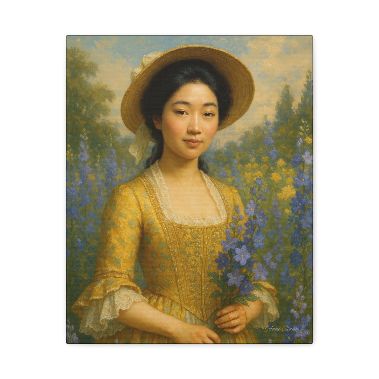 Floral Portrait Canvas, Vintage Art Print, Elegant Home Decor, Gift for Art Lovers, Wall Art for Living Room