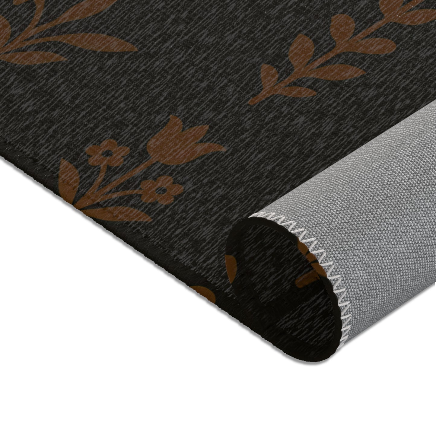Elegant Floral Area Rug | Black & Brown Design, Home Decor, Living Room Mat, Cozy Atmosphere, Gift for Any Occasion
