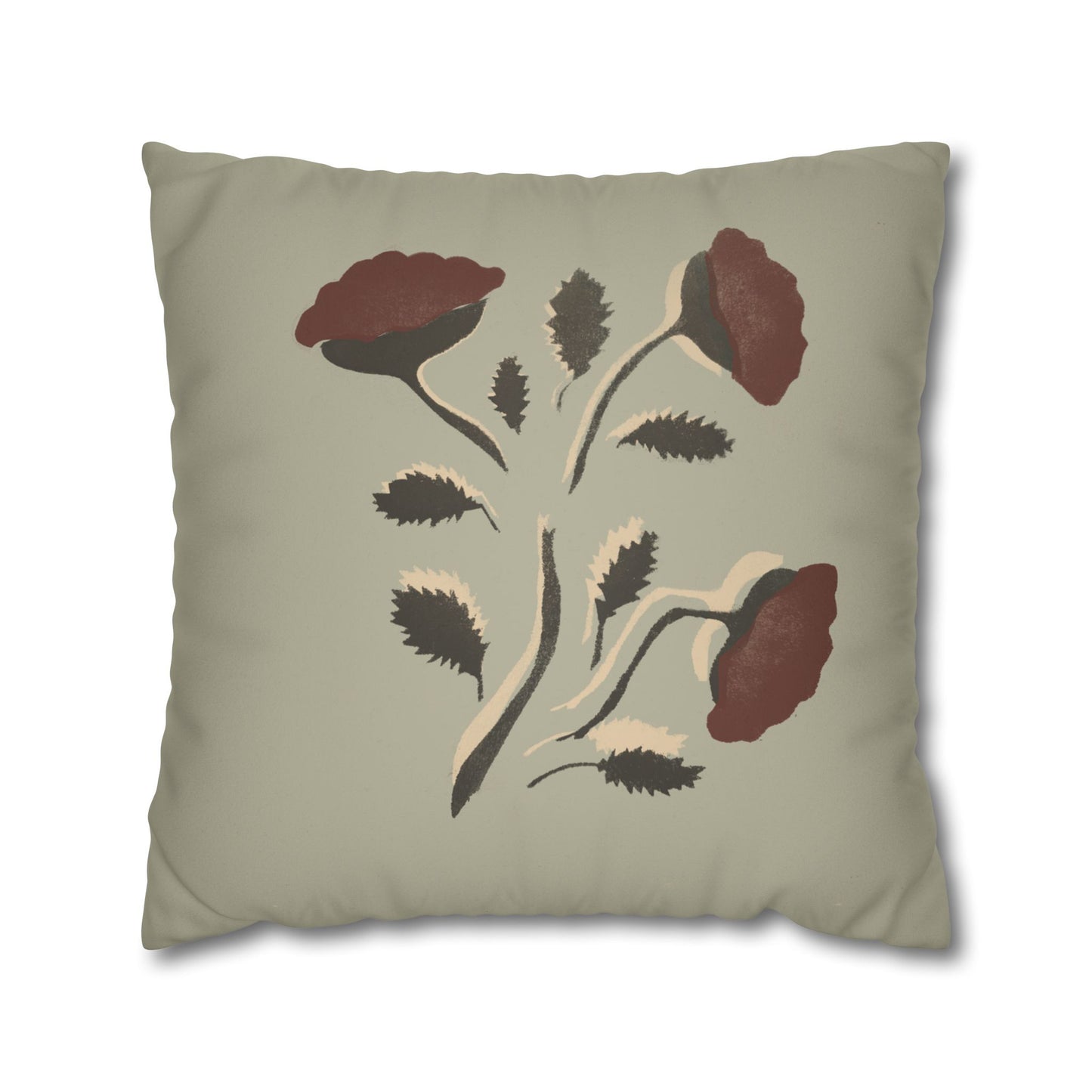 Fantasy Collecion Stencil Stalk Taupe Faux Suede Square Pillowcase