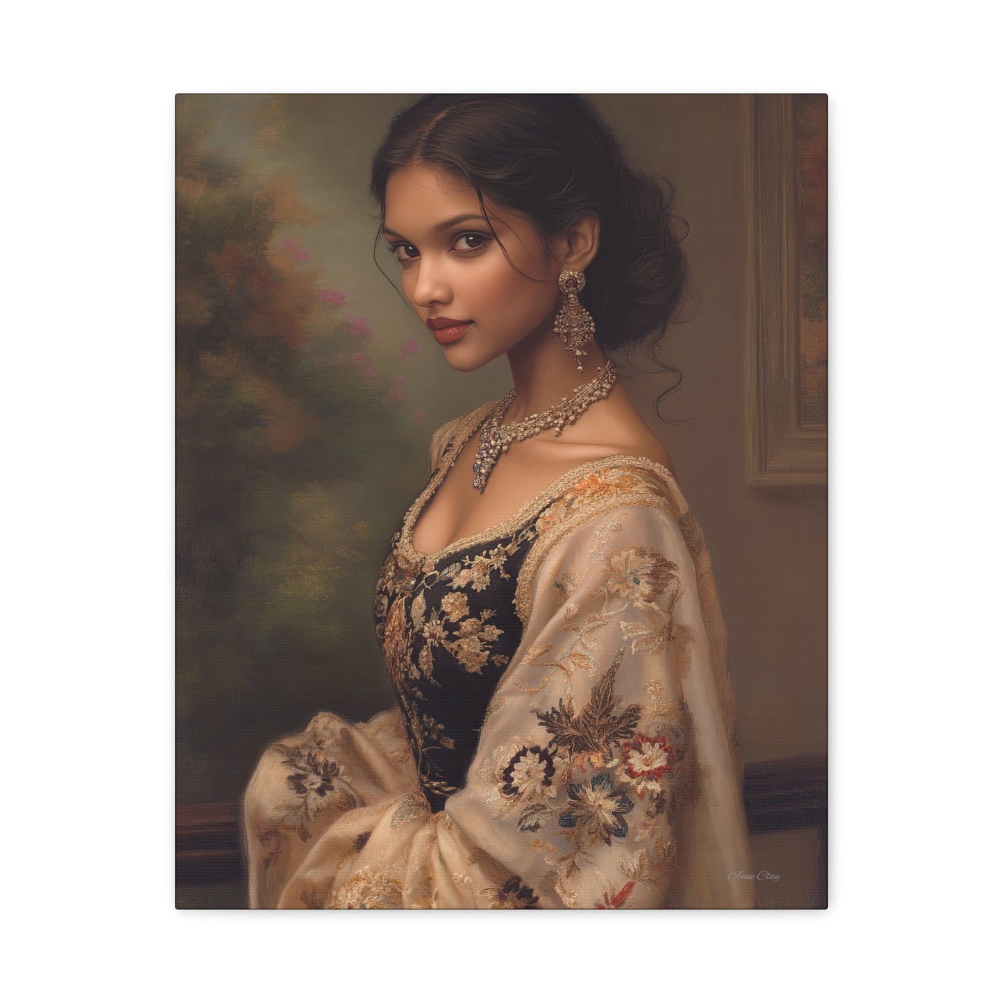Elegant Stretched Canvas Wall Art - Timeless Portrait, Home Decor, Gift for Art Lovers, Stylish Living Room Decor, Christmas Gift